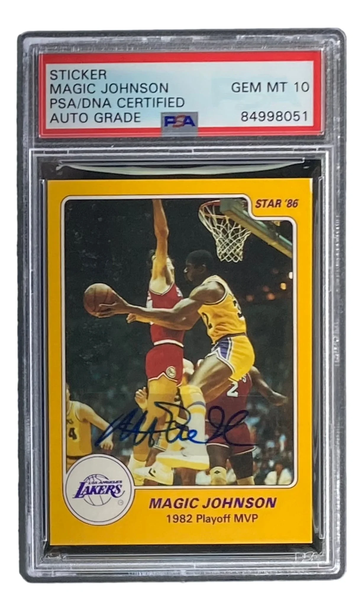 Magic Johnson Signed LA Lakers 1986 Star #10 Trading Card PSA/DNA Gem MT 10 - Image 4