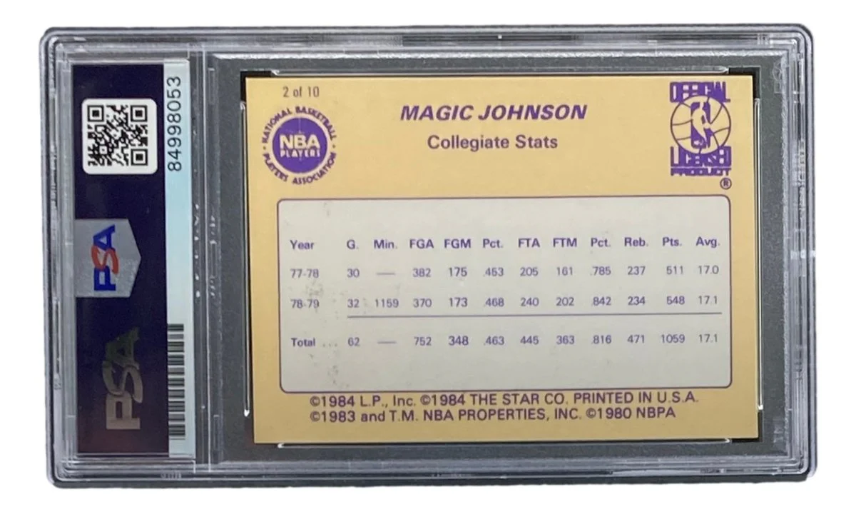 Magic Johnson Signed LA Lakers 1986 Star #2 Trading Card PSA/DNA Gem MT 10 - Image 2