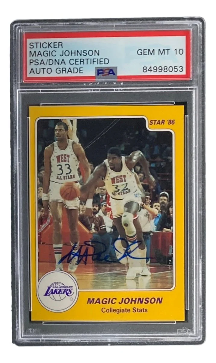 Magic Johnson Signed LA Lakers 1986 Star #2 Trading Card PSA/DNA Gem MT 10 - Image 3