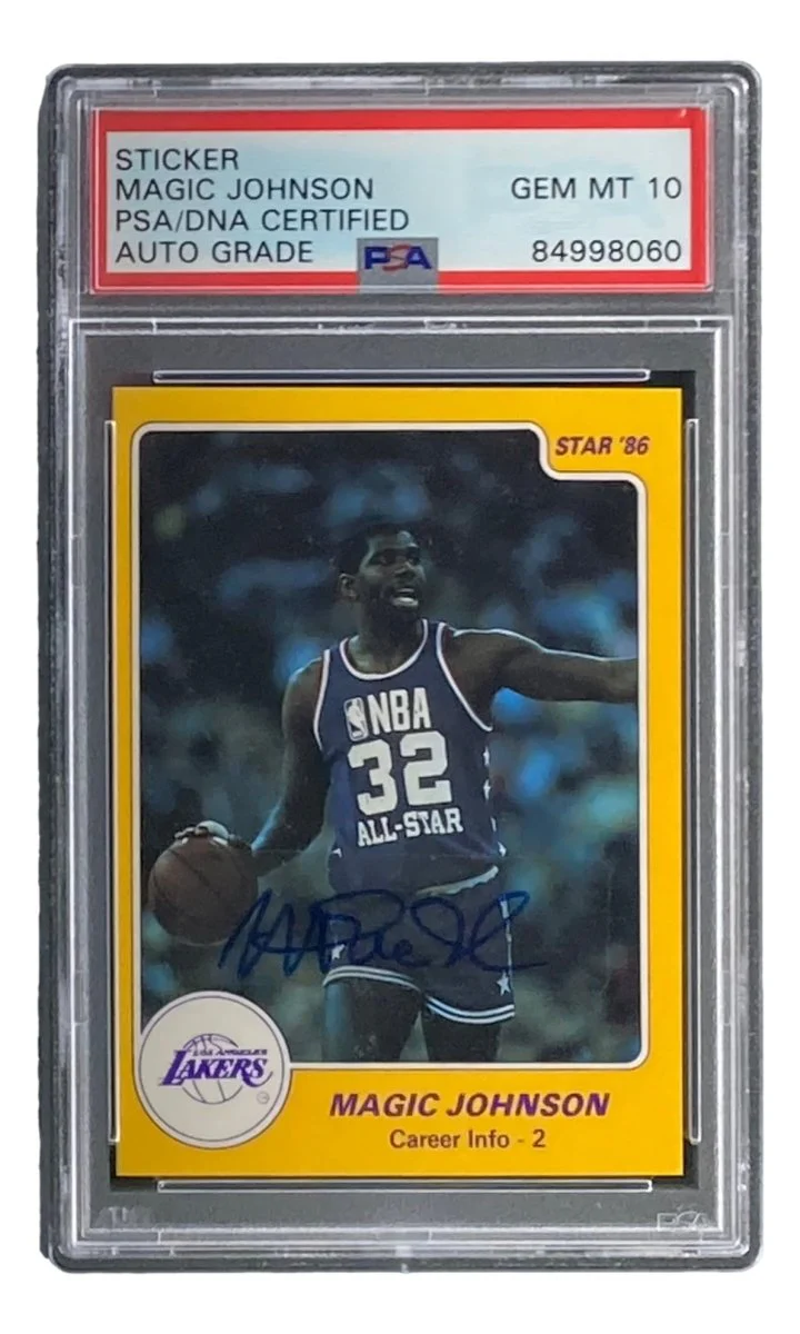 Magic Johnson Signed LA Lakers 1986 Star #7 Trading Card PSA/DNA Gem MT 10 - Image 4