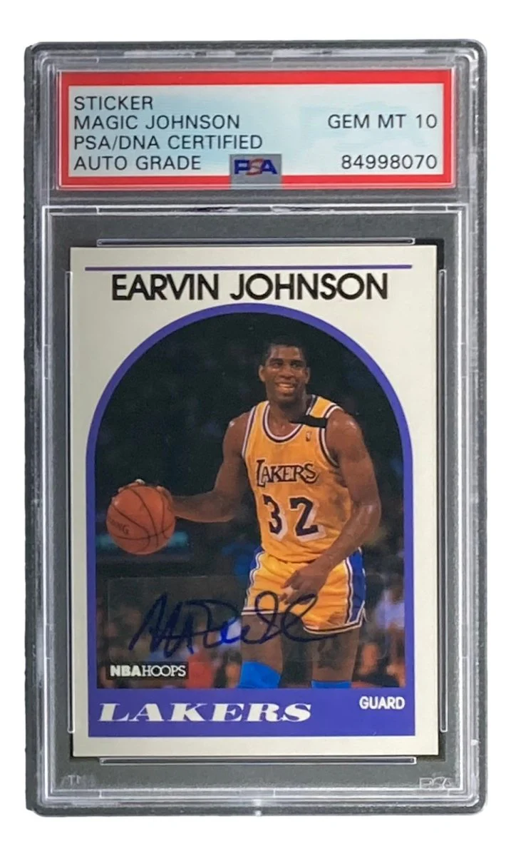 Magic Johnson Signed LA Lakers 1989 NBA Hoops #270 Trading Card PSA/DNA Gem MT 10