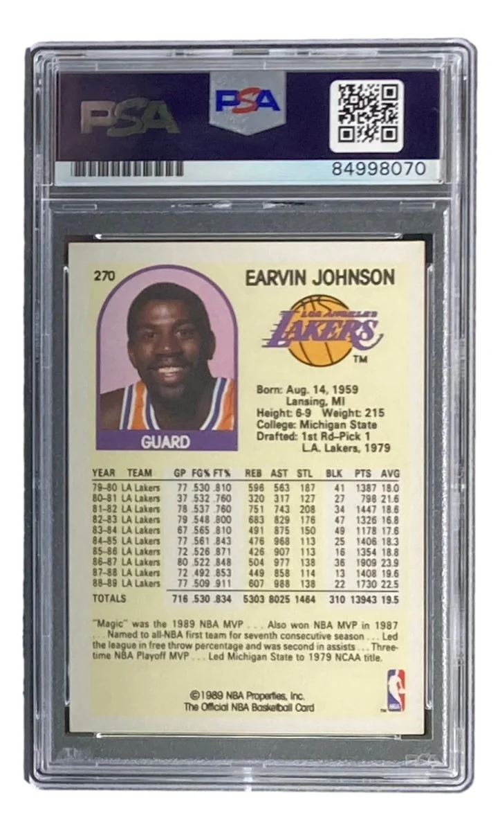 Magic Johnson Signed LA Lakers 1989 NBA Hoops #270 Trading Card PSA/DNA Gem MT 10 - Image 2