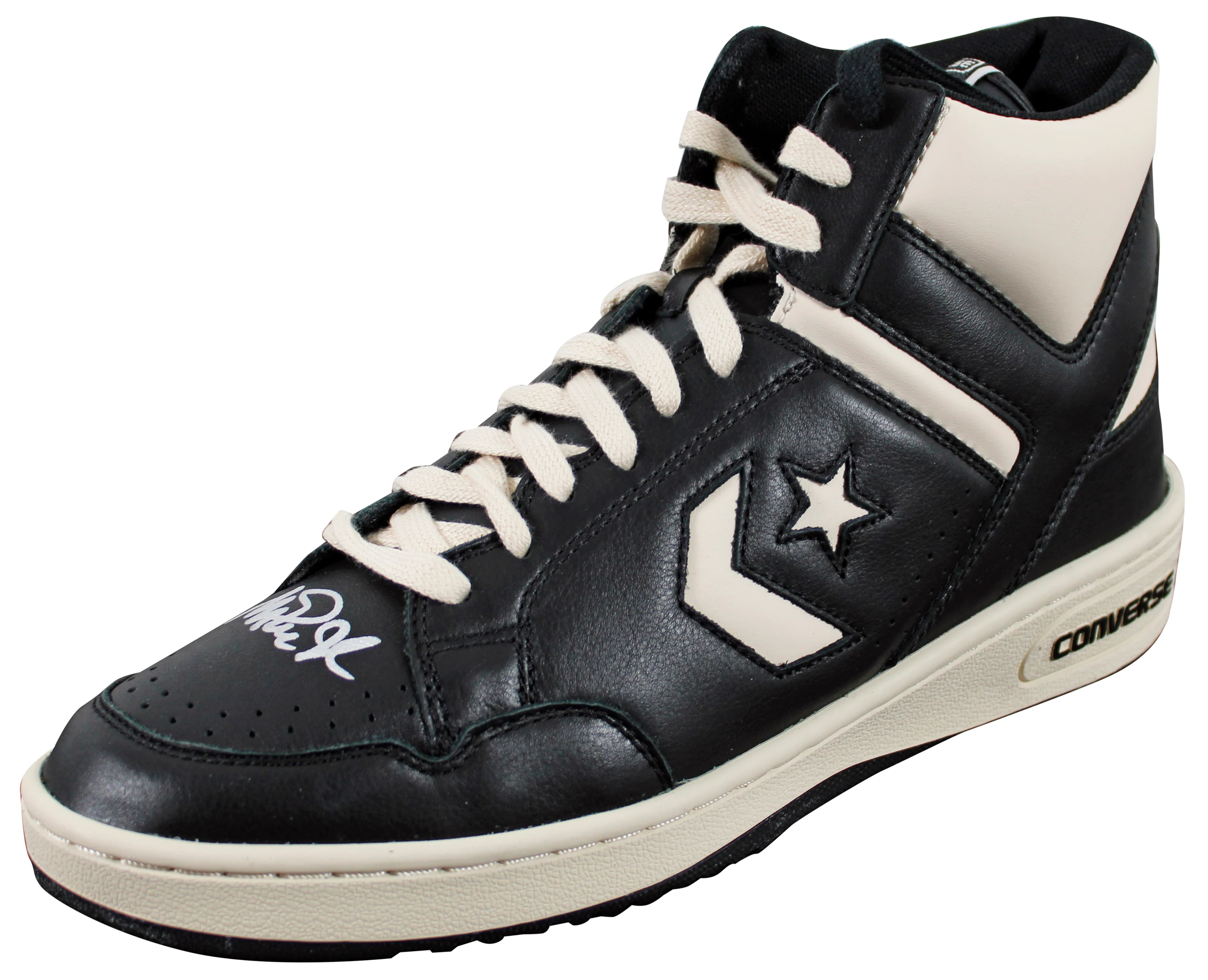 Magic Johnson Signed Left Black & White Converse Weapon Shoe W/ Case BAS Wit 1 - Image 3