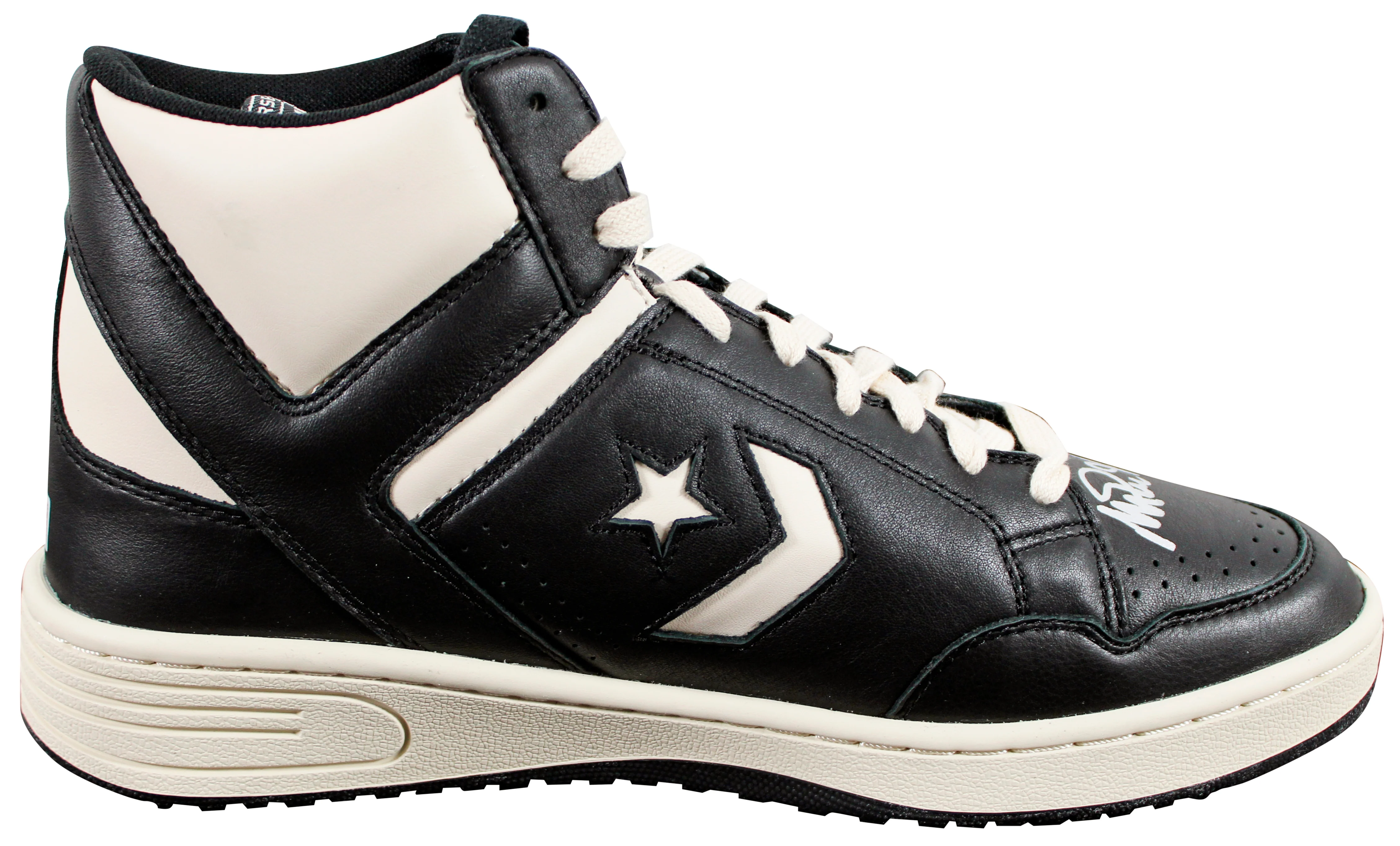 Magic Johnson Signed Left Black & White Converse Weapon Shoe W/ Case BAS Wit 1 - Image 7