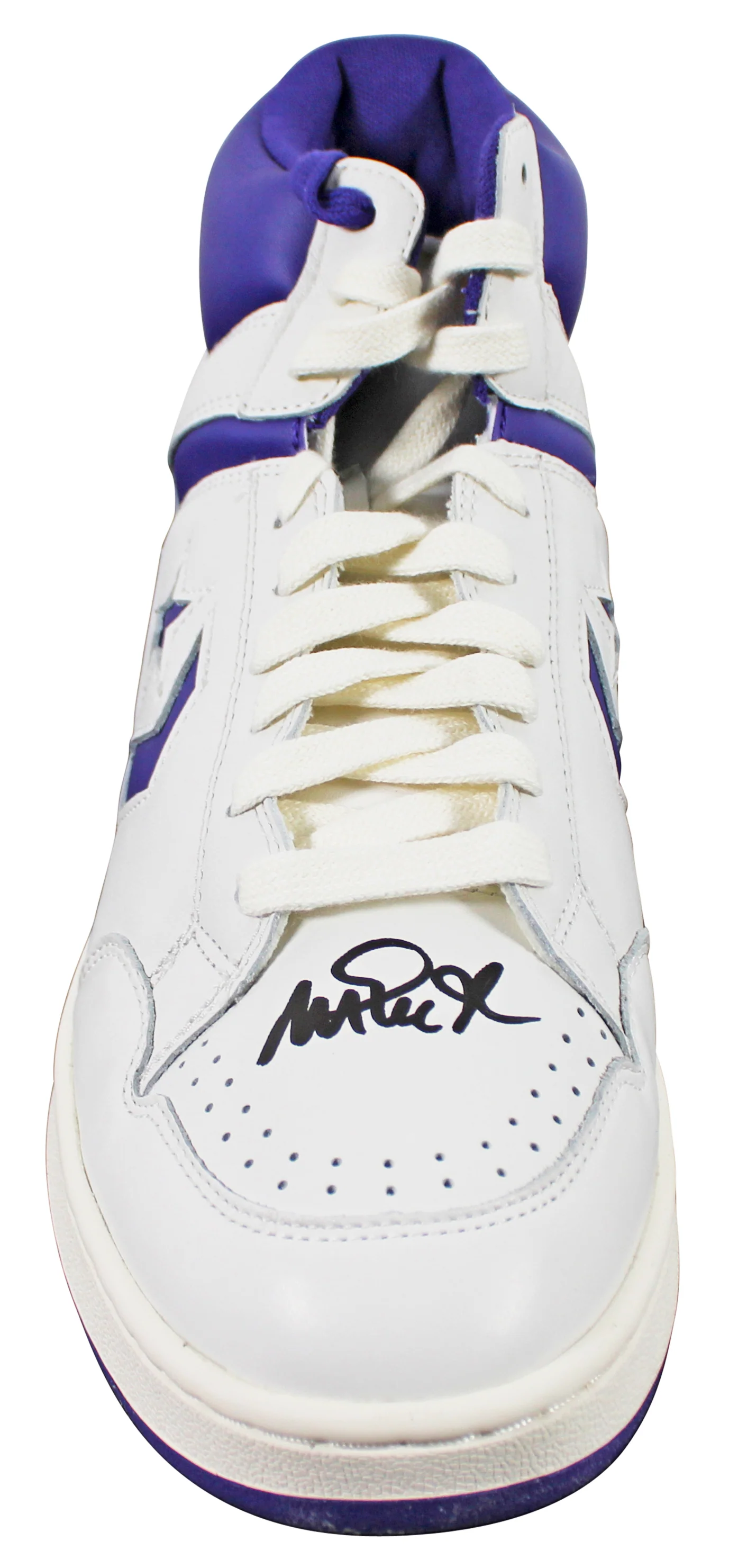 Magic Johnson Signed Right Purple & White Converse Weapon Shoe W/ Case BAS Wit 2 - Image 5