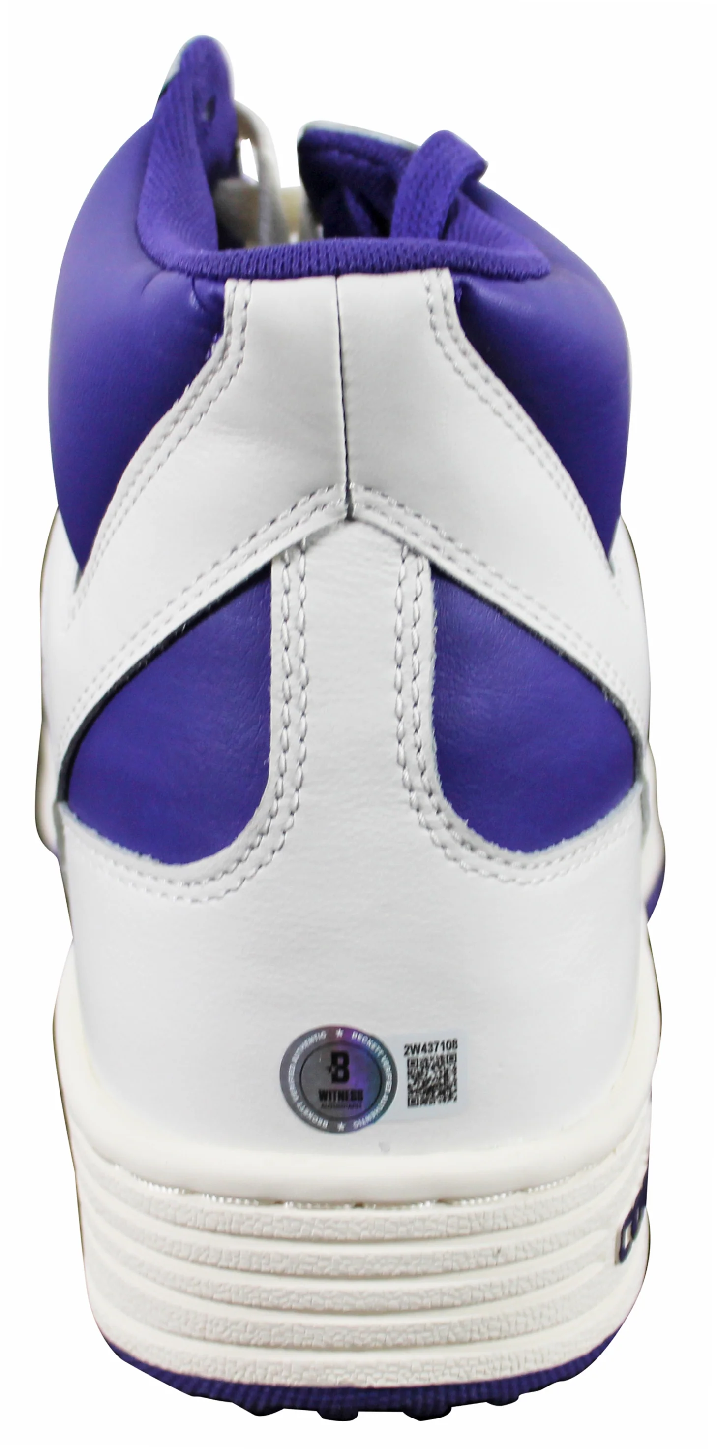 Magic Johnson Signed Right Purple & White Converse Weapon Shoe W/ Case BAS Wit 2 - Image 8