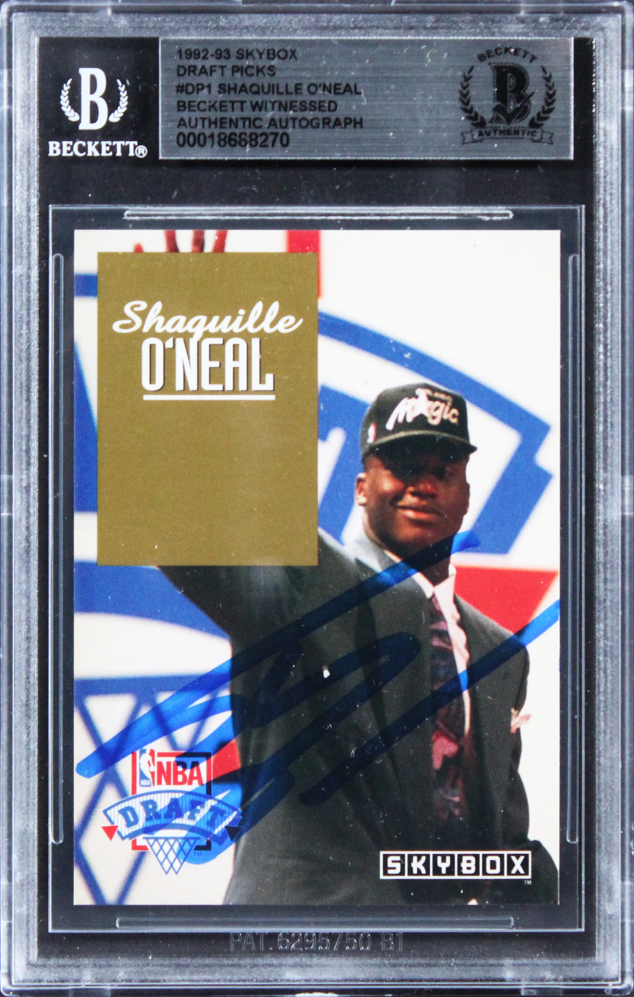 Magic Shaquille O'Neal Signed 1992 Skybox Draft Picks #DP1 Rookie Card BAS Slab - Image 2
