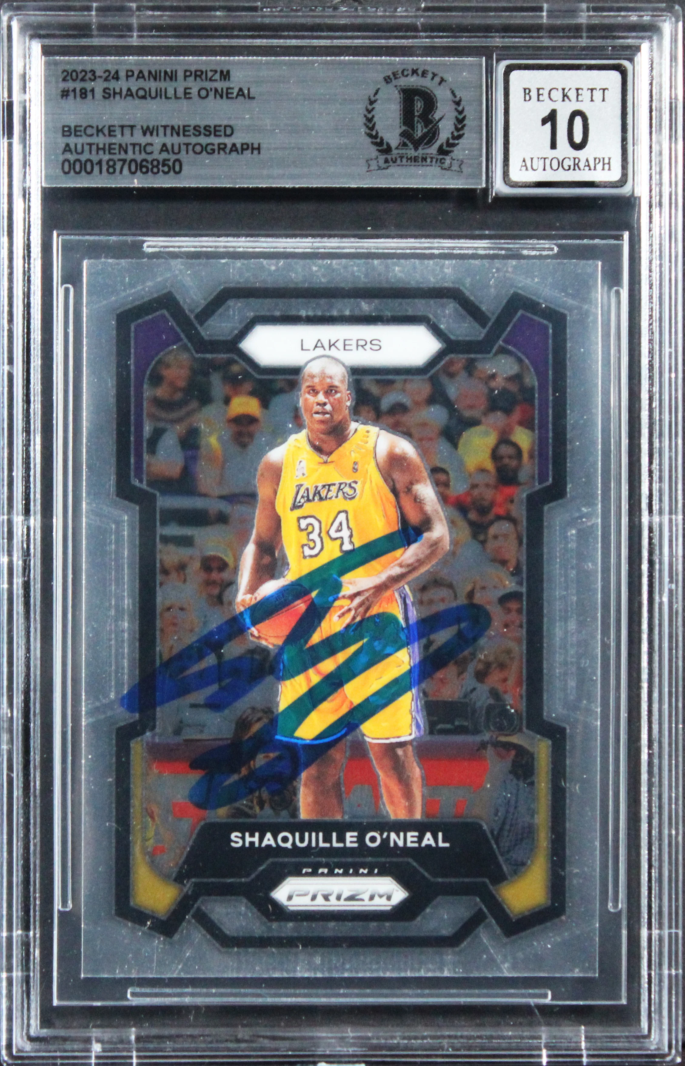 Magic Shaquille O'Neal Signed 2023 Panini Prizm #181 Card Auto 10! BAS Slabbed - Image 2