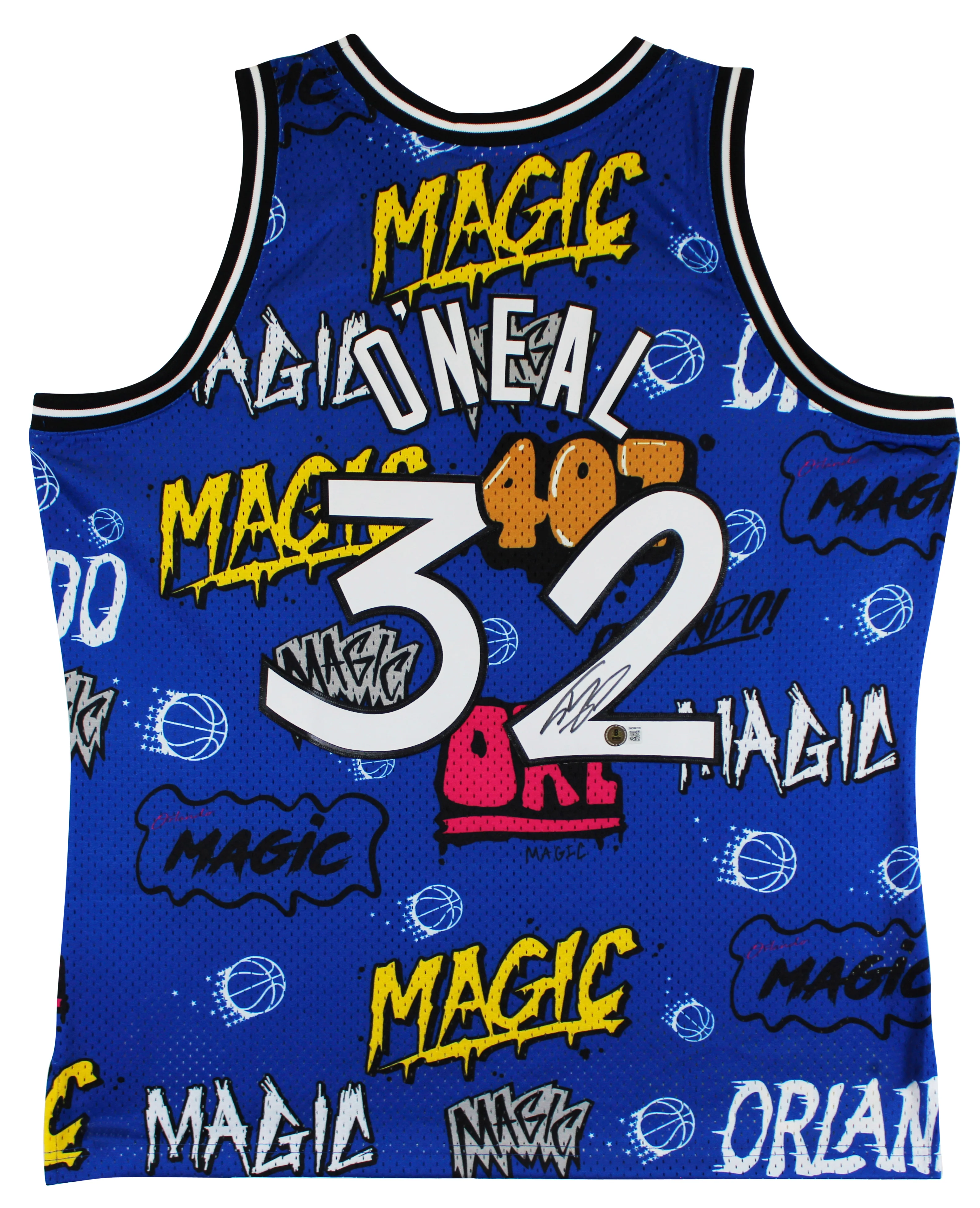 Magic Shaquille O'Neal Signed Alt Blue M&N 1994-95 HWC Swingman Jersey BAS Wit - Image 3