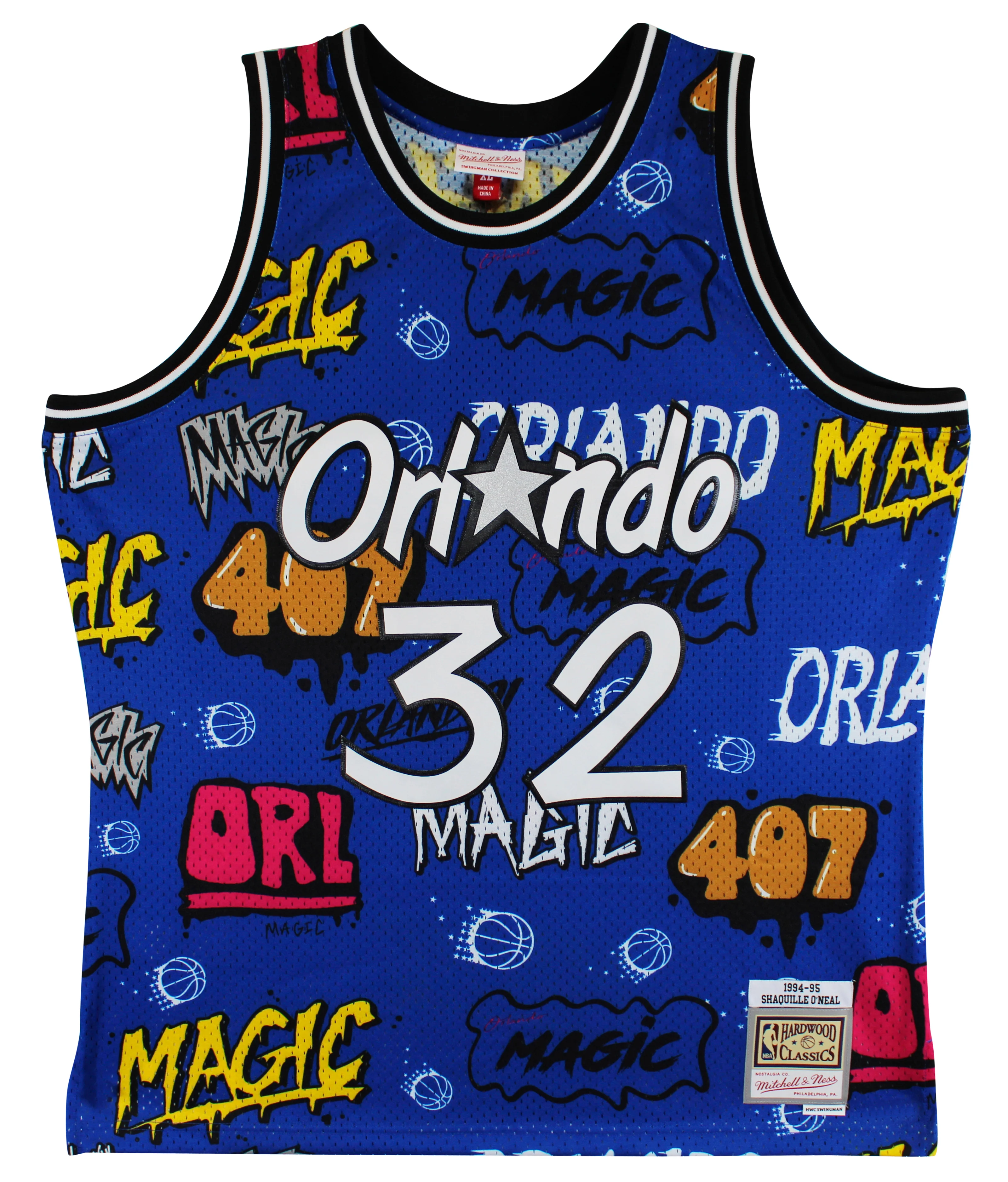 Magic Shaquille O'Neal Signed Alt Blue M&N 1994-95 HWC Swingman Jersey BAS Wit - Image 5