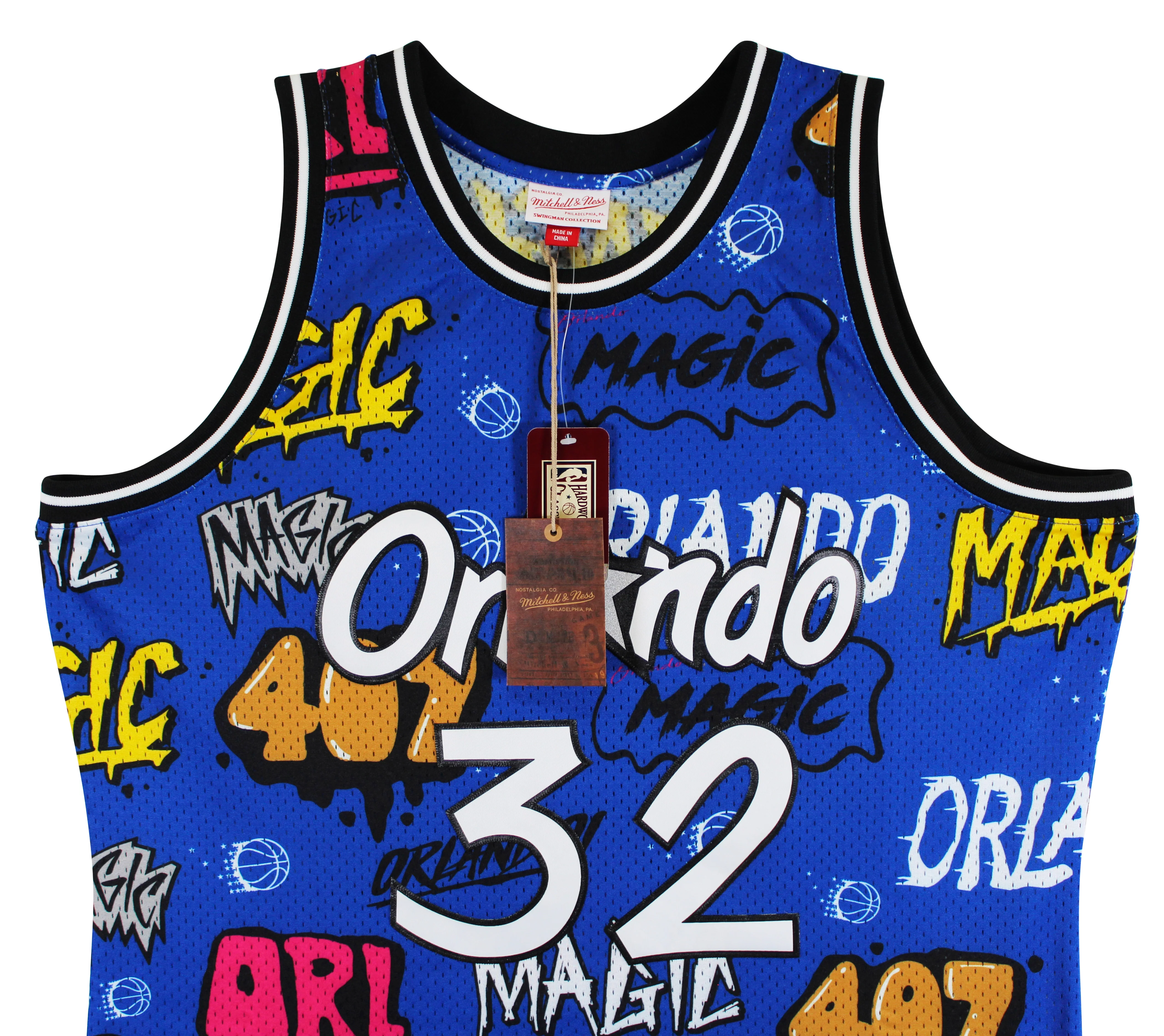 Magic Shaquille O'Neal Signed Alt Blue M&N 1994-95 HWC Swingman Jersey BAS Wit - Image 6