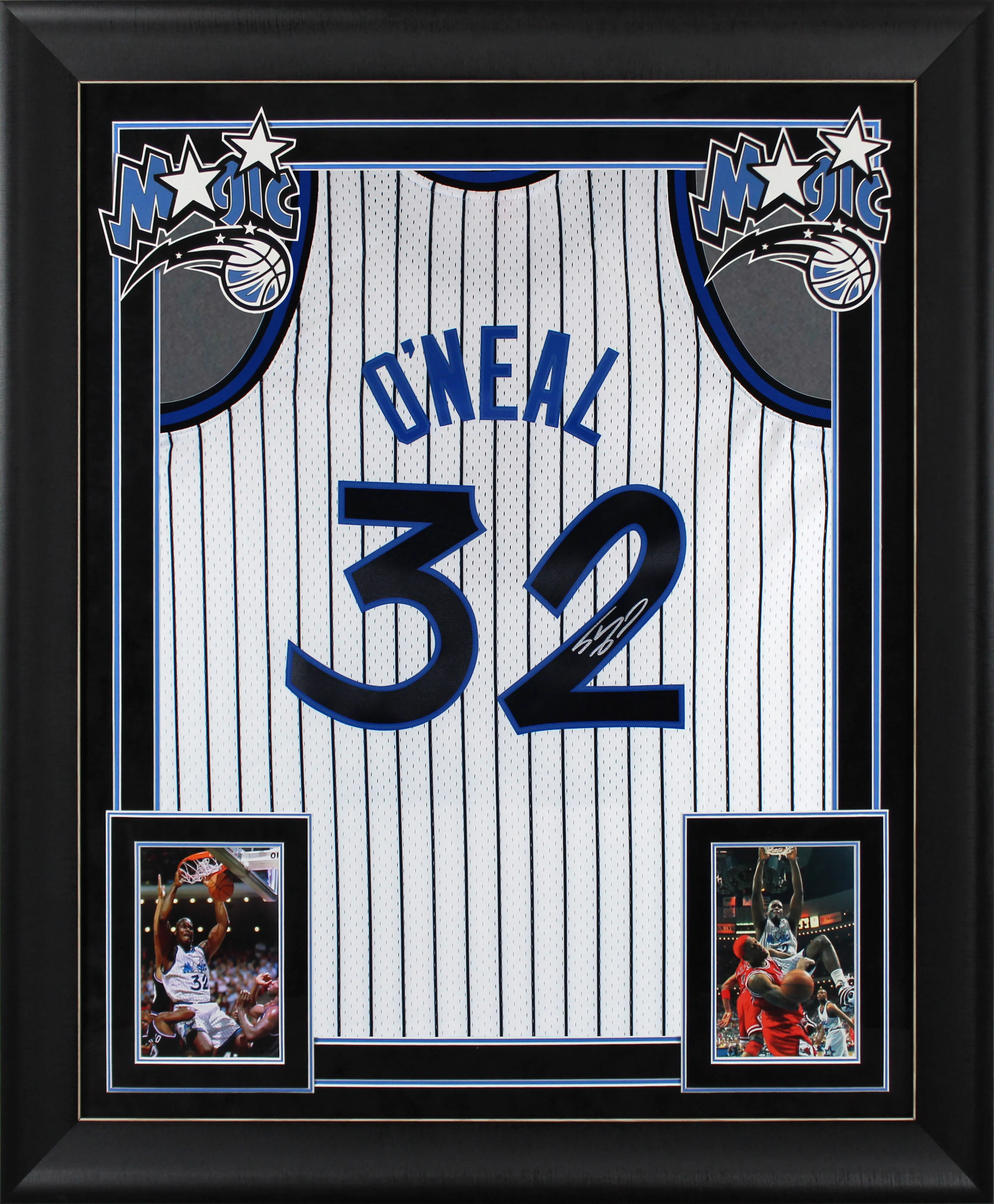 Magic Shaquille O'Neal Signed White M&N 1993-94 HWC Swingman Framed Jersey BAS W - Image 2