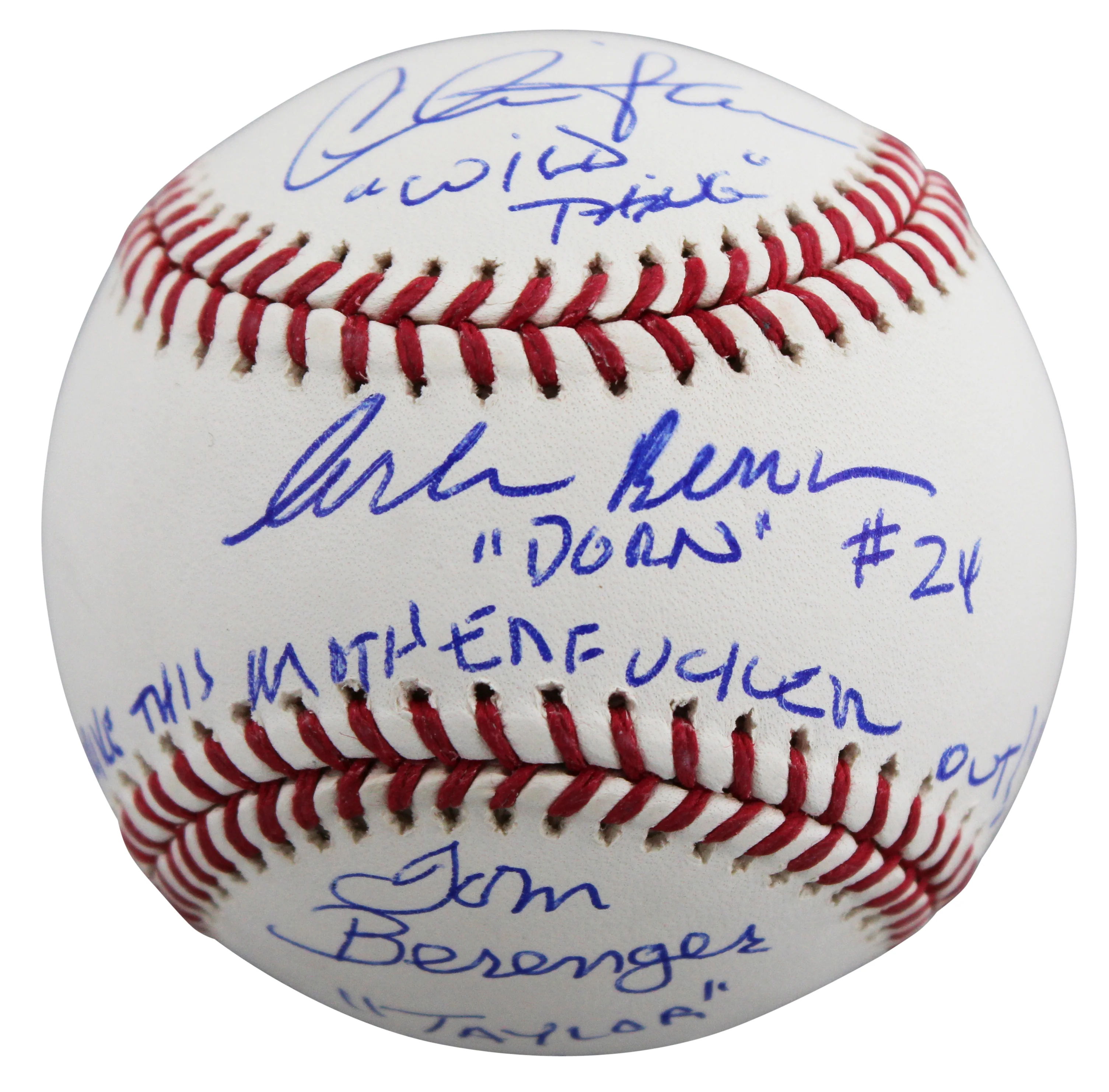 Major League (3) Sheen, Berenger & Bernsen Signed Oml Baseball W/ Case BAS Wit 1 - Image 4