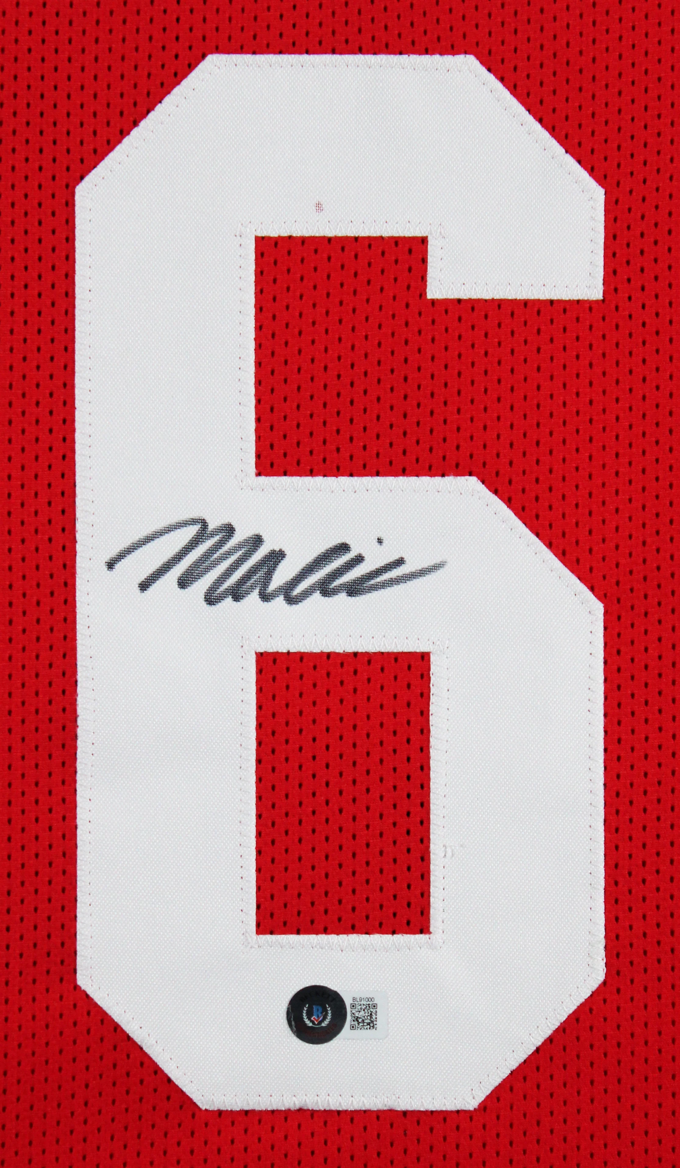 Malik Mustapha Authentic Signed Red Pro Style Framed Jersey Autographed BAS - Image 3