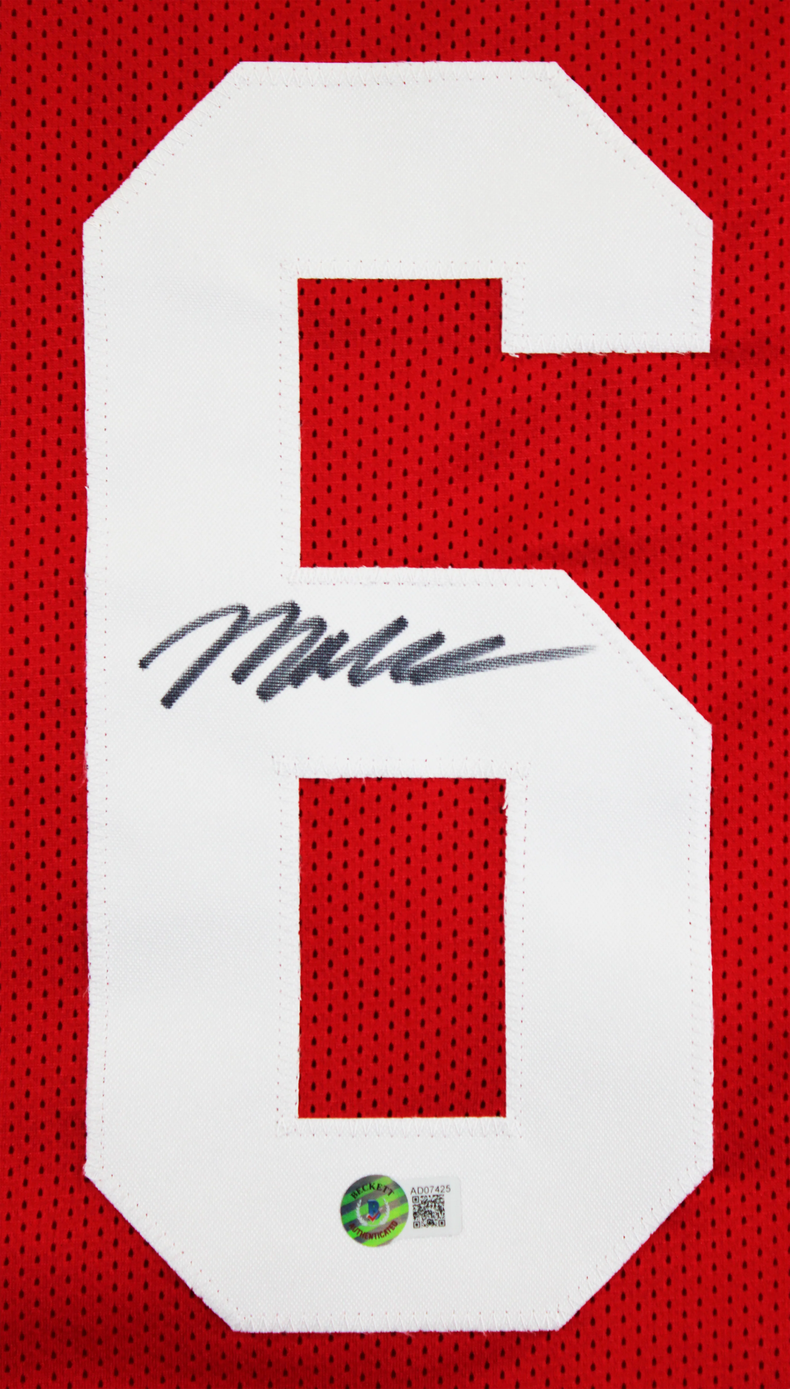 Malik Mustapha Authentic Signed Red Pro Style Jersey Autographed BAS - Image 3