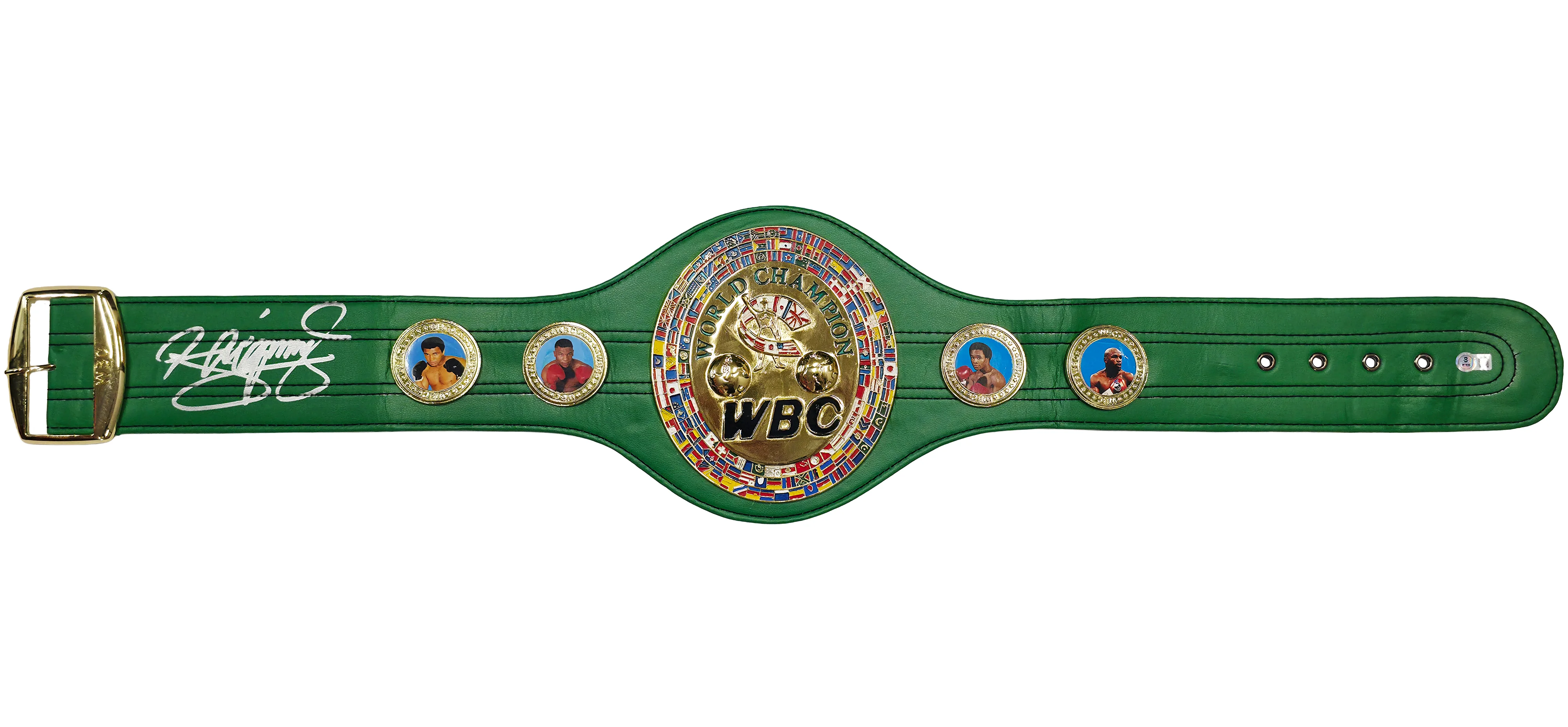 Manny Pacquiao Autographed Green WBC World Championship Boxing Belt Beckett BAS Witness Stock #262342 - Image 2