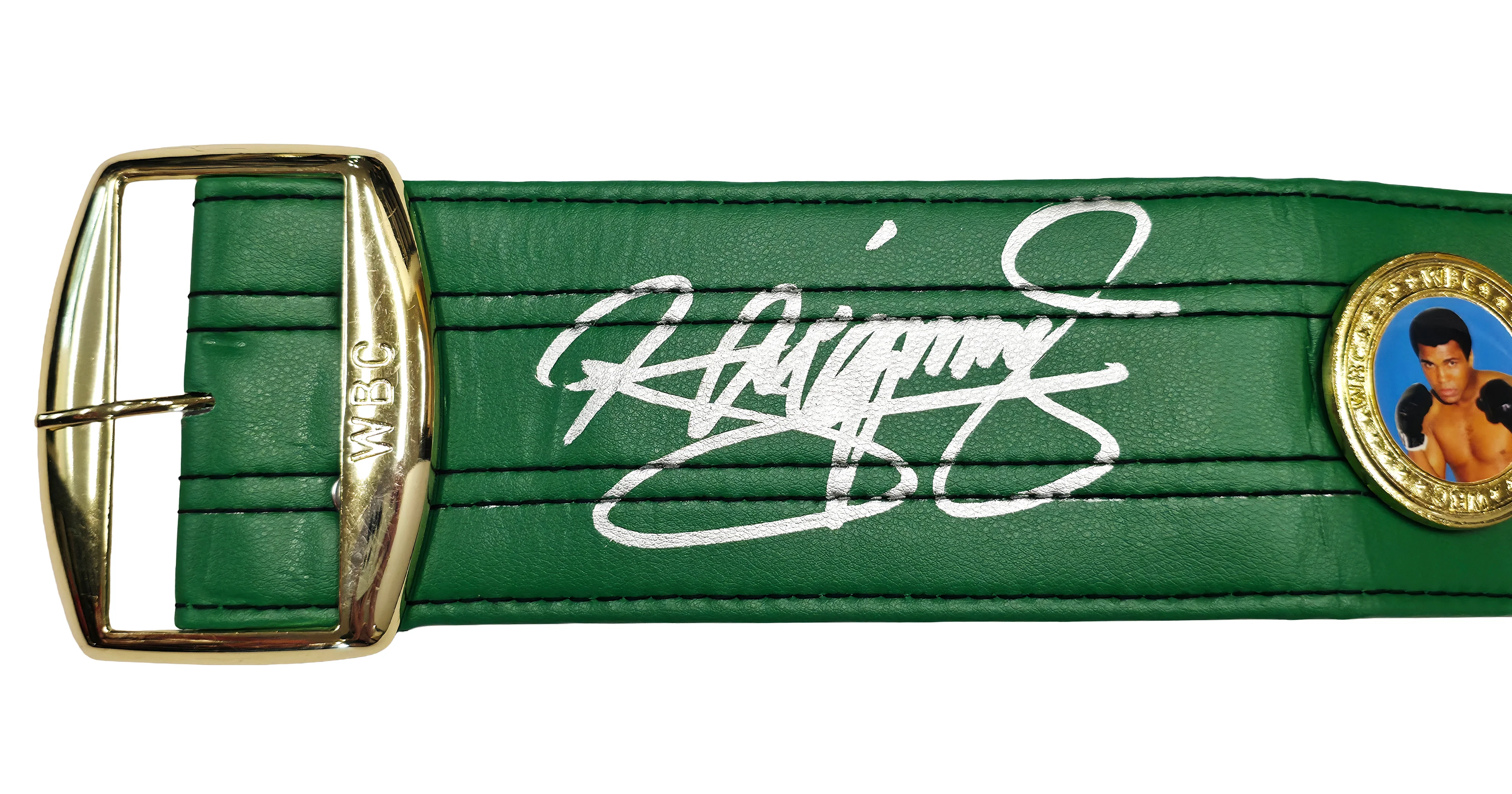 Manny Pacquiao Autographed Green WBC World Championship Boxing Belt Beckett BAS Witness Stock #262342 - Image 3