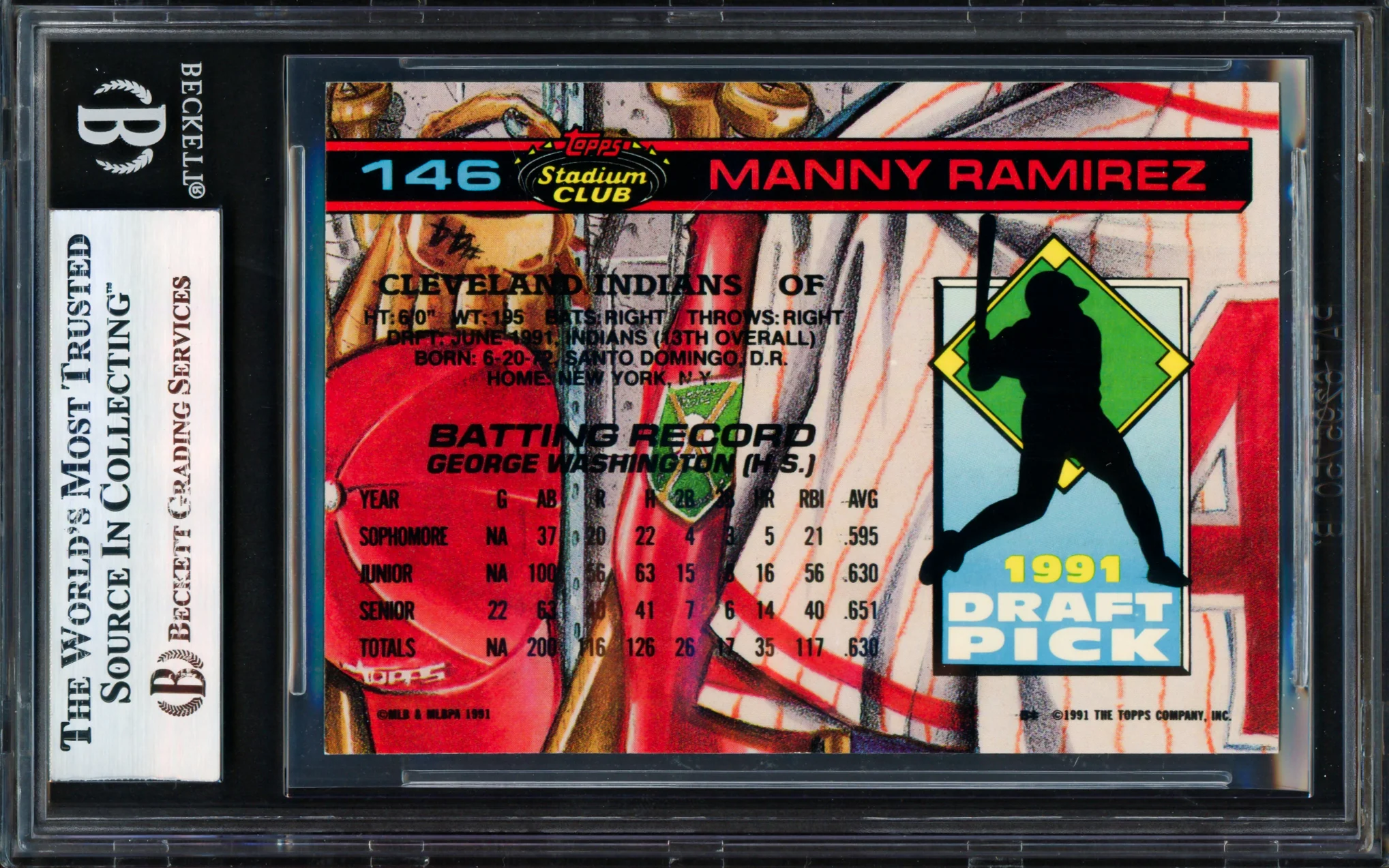 Manny Ramirez Autographed 1992 Stadium Club SE Skydome Rookie Card #146 Cleveland Indians Beckett BAS #17856465 - Image 2