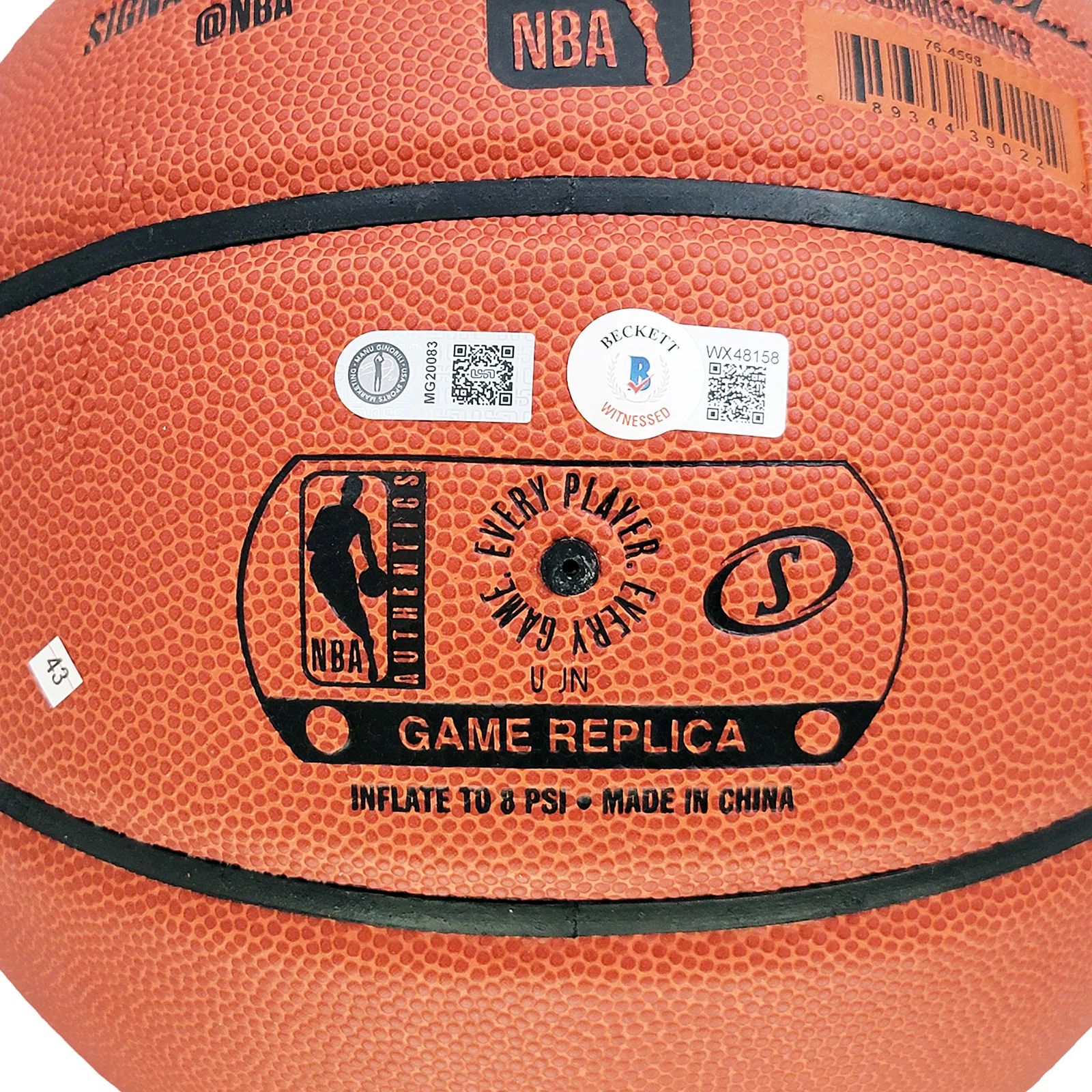 Manu Ginobili Autographed Official Spalding Signature Series Basketball San Antonio Spurs Beckett BAS Witness Stock #211904 - Image 4