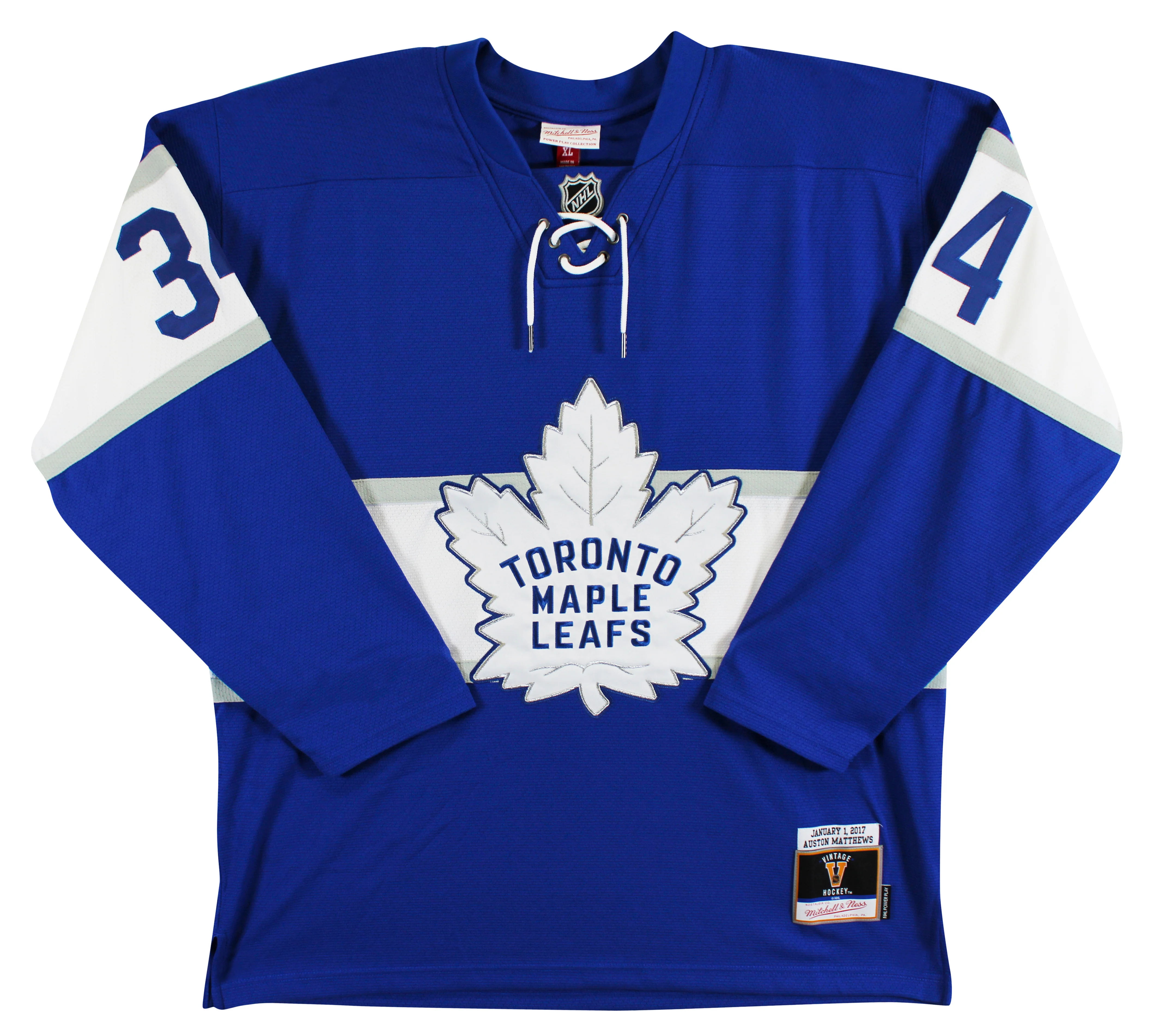 Maple Leafs Auston Matthews Signed Blue Vintage M&N Throwback Jersey Fanatics - Image 5