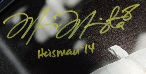 Marcus Mariota Autographed Framed 20x24 Canvas Photo Oregon Ducks "Heisman '14" #/8 MM Holo Stock #91862 - Image 2