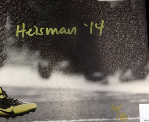 Marcus Mariota Autographed Framed 20x24 Canvas Photo Oregon Ducks "Heisman '14" #/8 MM Holo Stock #91863 - Image 4