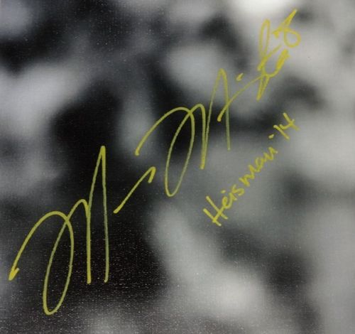 Marcus Mariota Autographed Framed 20x24 Canvas Photo Oregon Ducks "Heisman '14" #/8 MM Holo Stock #91864 - Image 2
