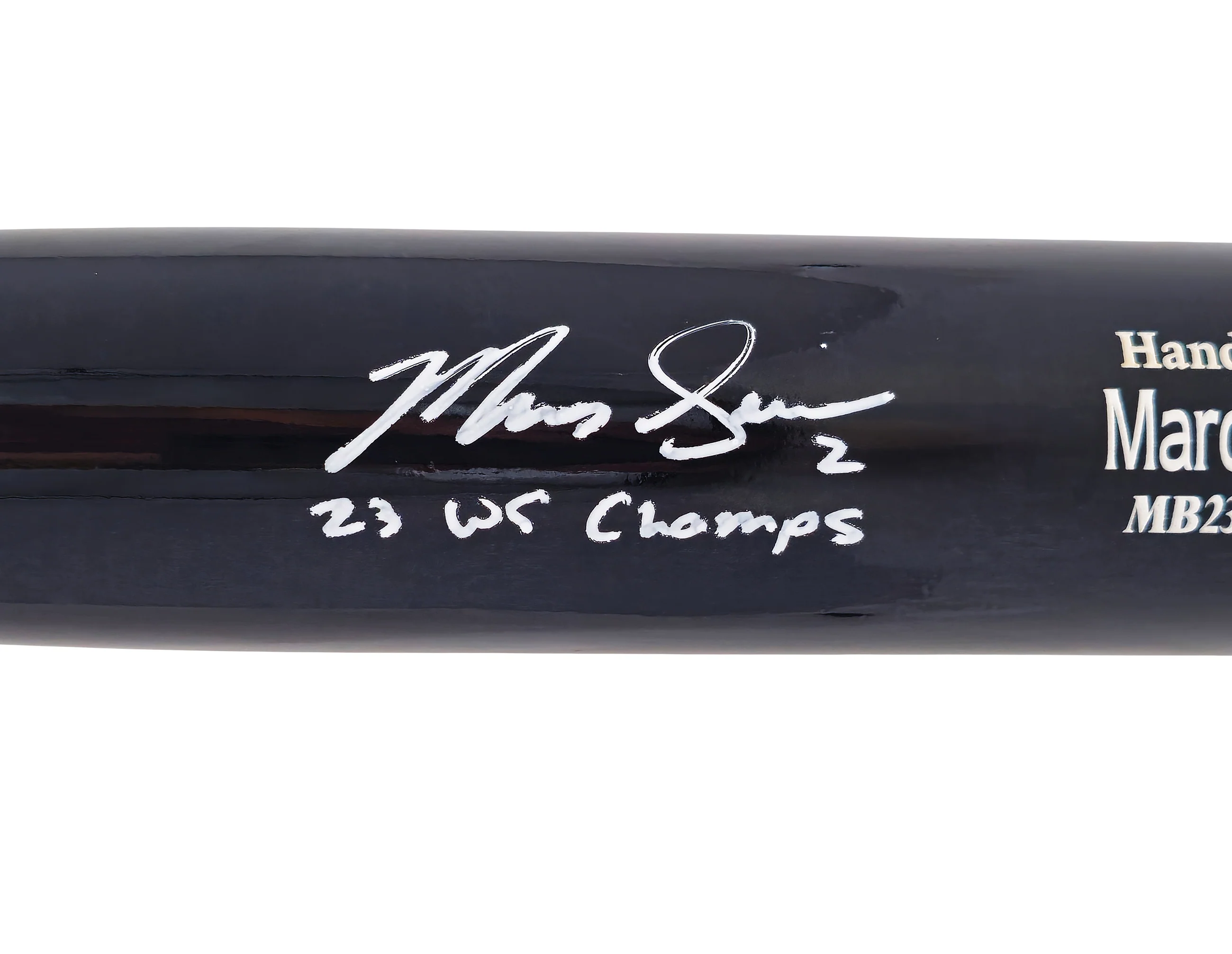 Marcus Semien Autographed Black/White Marucci Player Model Bat Texas Rangers "23 WS Champs" Beckett BAS Witness Stock #221359 - Image 3