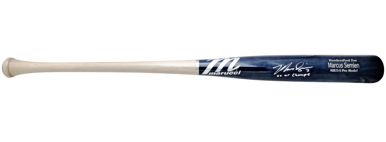 Marcus Semien Autographed Navy & Grey Marucci Player Model Baseball Bat Texas Rangers "23 WS Champs" Beckett BAS Witness Stock #224401 - Image 3