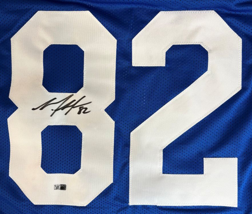 Mario Manningham New York Signed Blue Football Jersey Sports Integrity - Image 2
