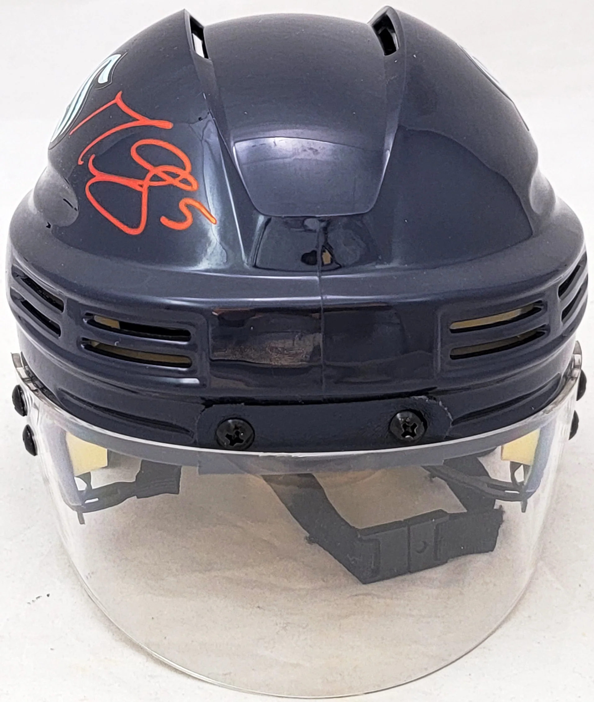Mark Giordano Autographed Seattle Kraken Blue Mini Helmet Fanatics Holo Stock #210527 - Image 3