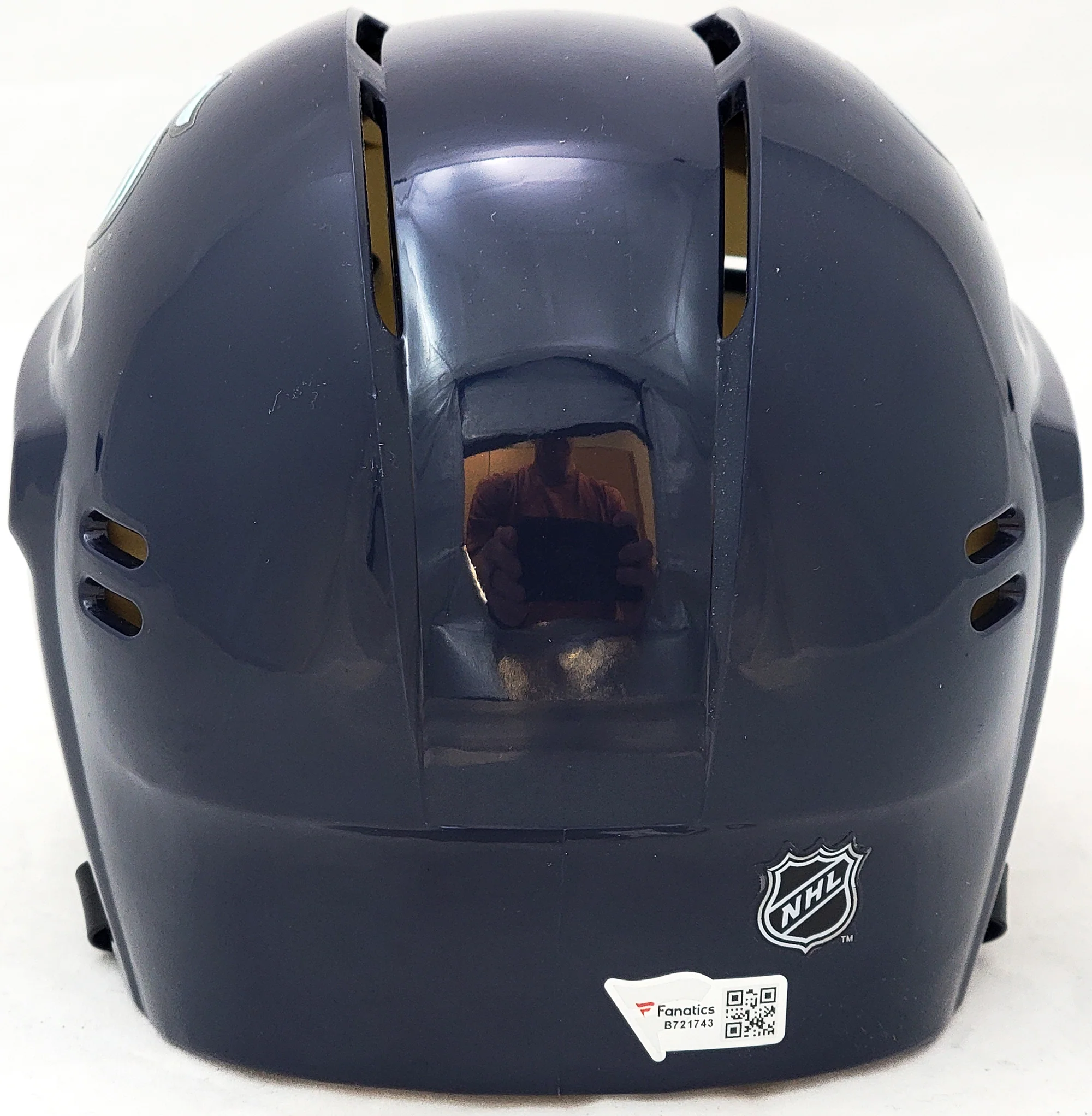 Mark Giordano Autographed Seattle Kraken Blue Mini Helmet Fanatics Holo Stock #210527 - Image 4