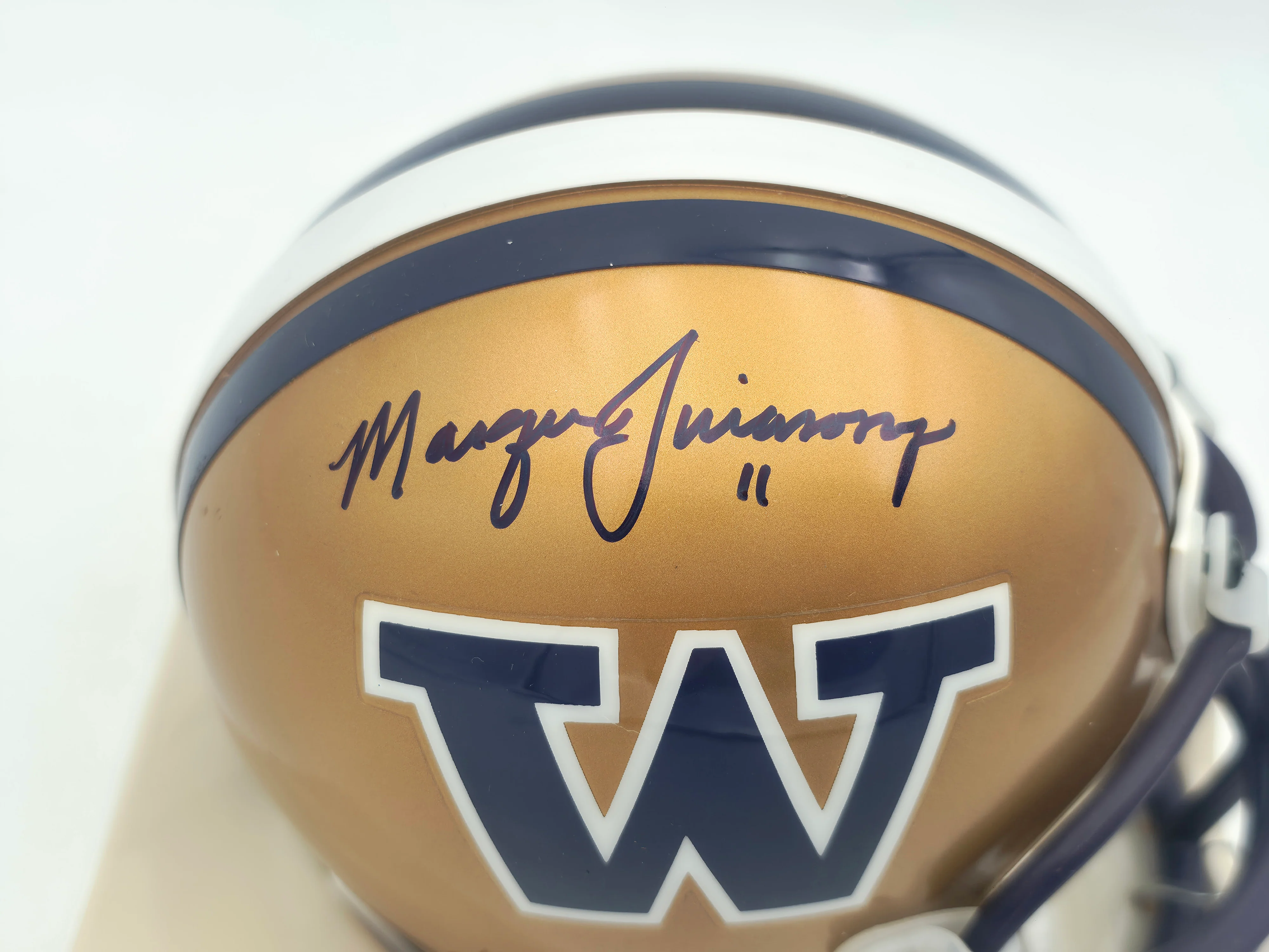 Marques Tuiasosopo Autographed Washington Huskies Gold Mini Helmet MCS Holo #63689 - Image 2