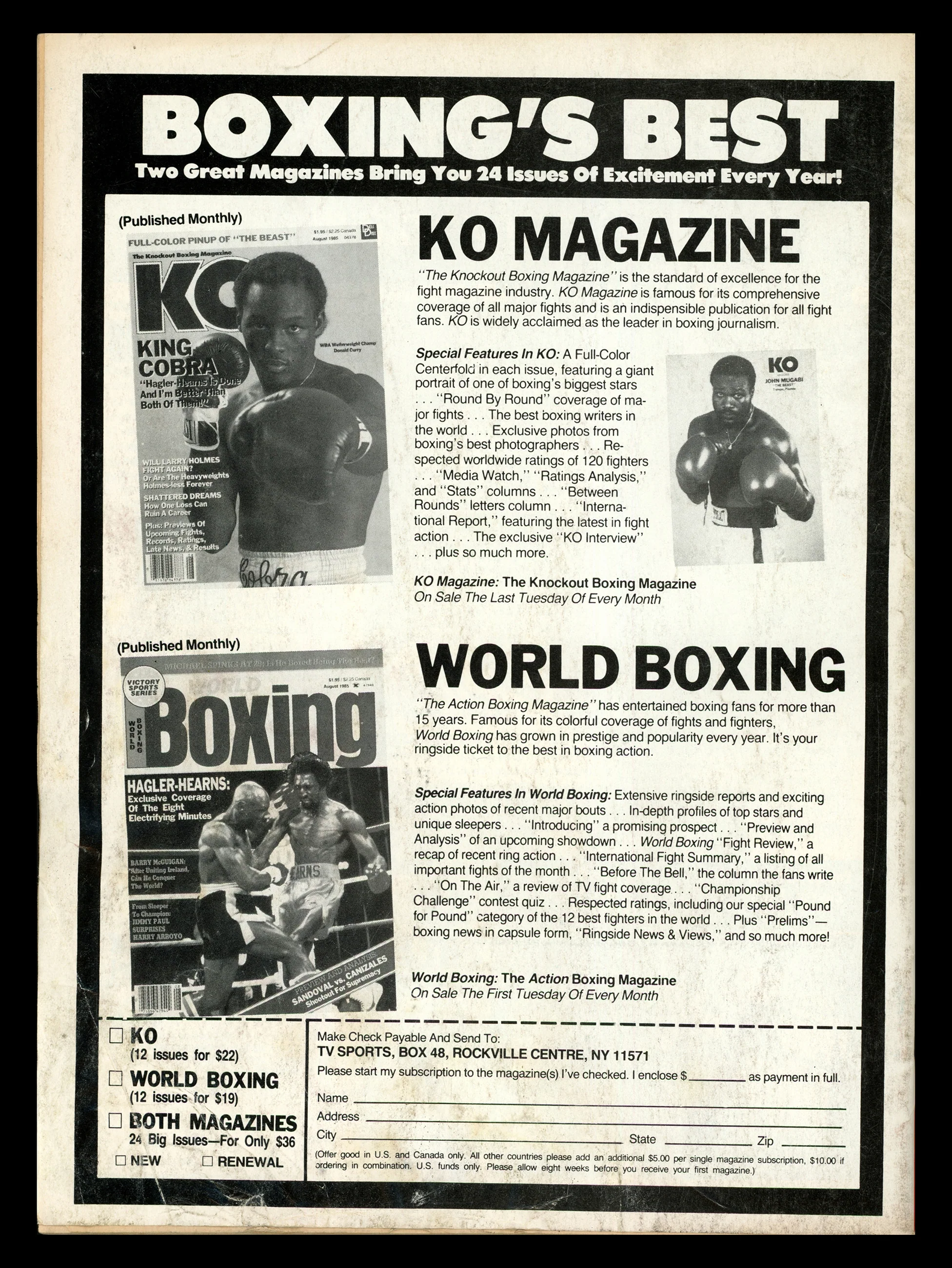 Marvelous Marvin Hagler Autographed Boxing 86 Magazine Beckett BAS QR #BK08803 - Image 2
