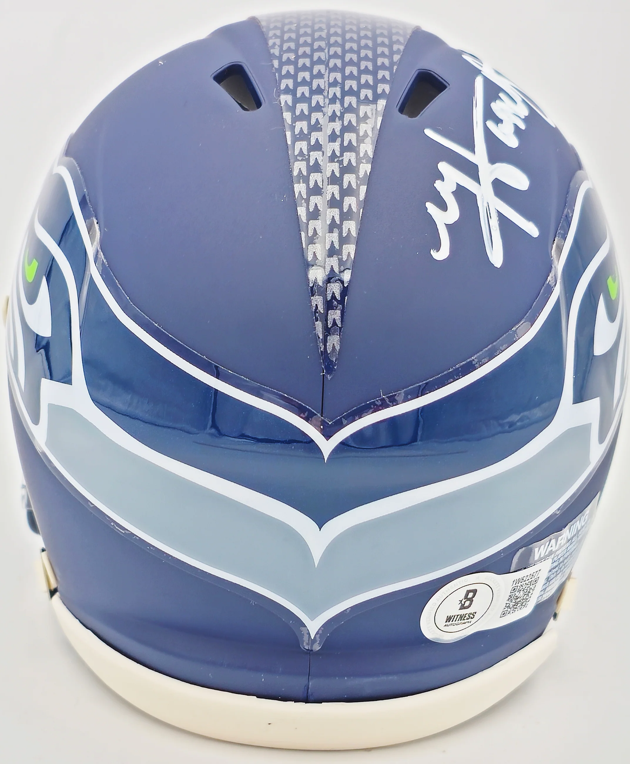 Matt Hasselbeck Autographed Seattle Seahawks Blue Speed Mini Helmet Beckett BAS Witness Stock #230081 - Image 4
