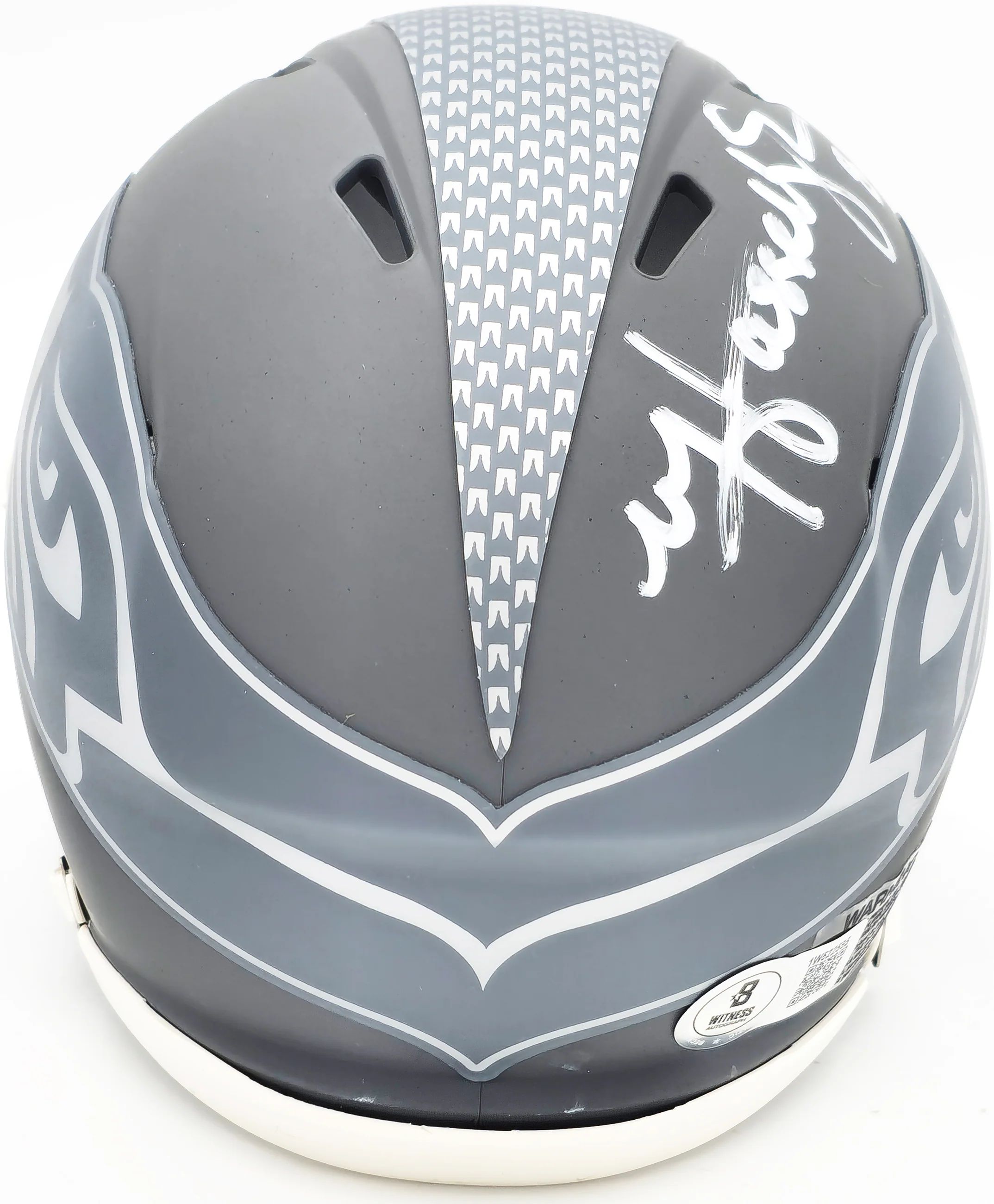 Matt Hasselbeck Autographed Seattle Seahawks Slate Gray Speed Mini Helmet Beckett BAS Witness Stock #230082 - Image 4