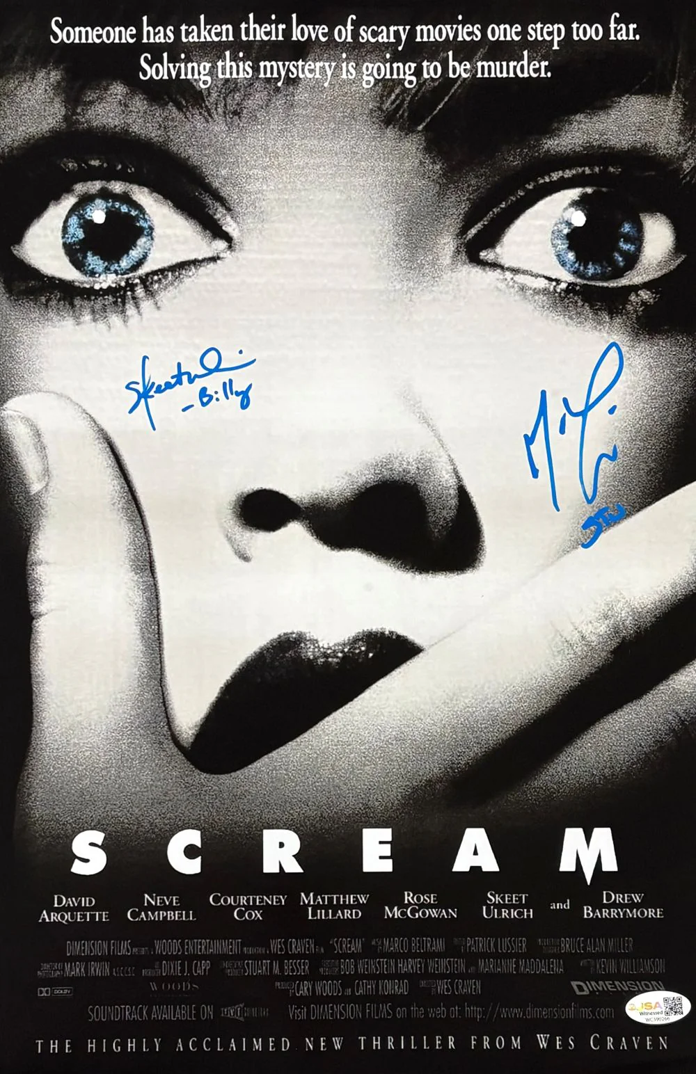 Matthew Lillard Skeet Ulrich Signed 11x17 Scream Photo JSA QR
