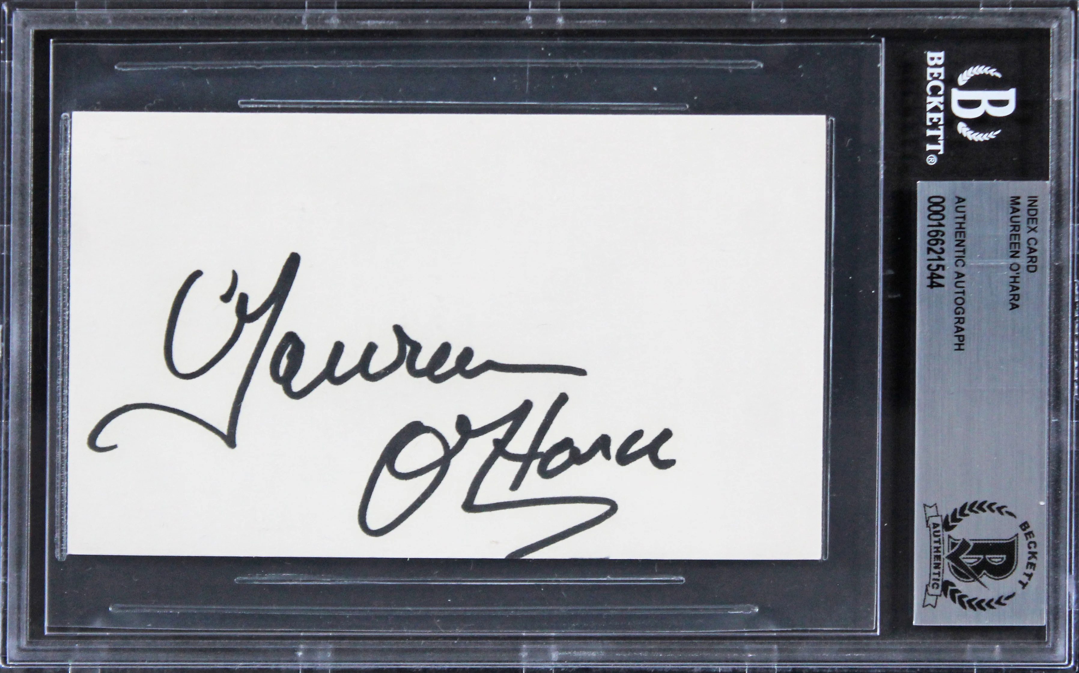 Maureen O'Hara The Quiet Man Authentic Signed 3x5 Index Card BAS Slabbed 4 - Image 2