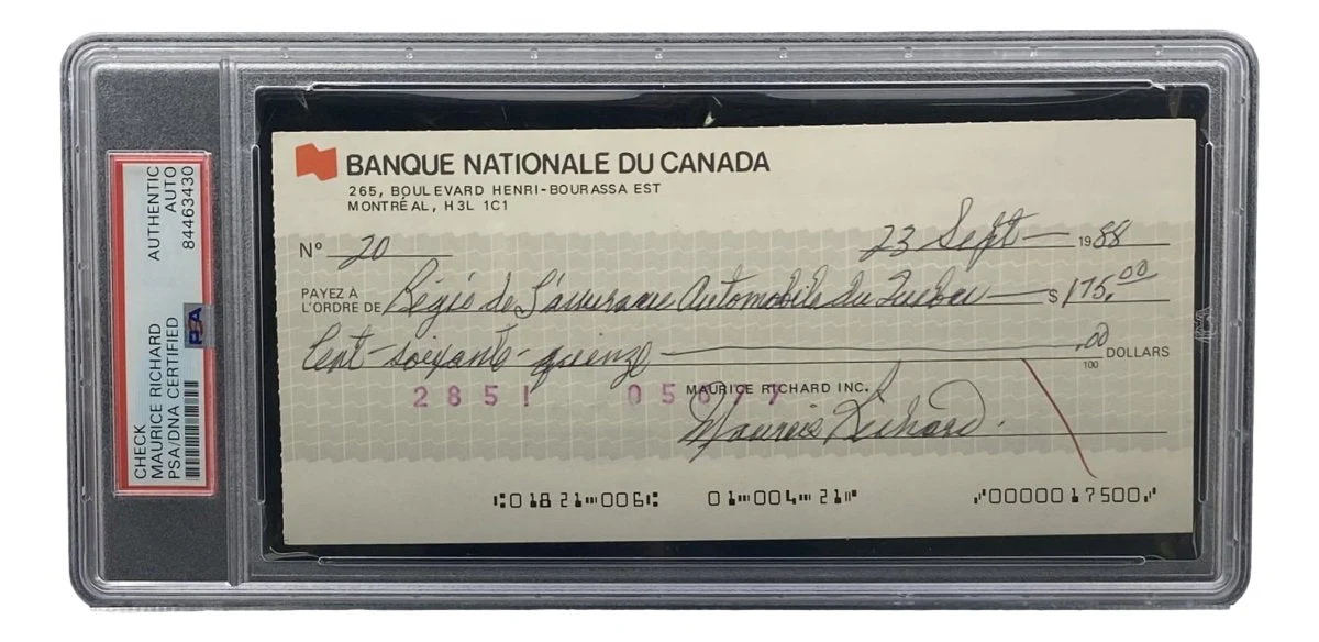 Maurice Richard Signed Montreal Canadiens Bank Check #20 PSA/DNA - Image 3