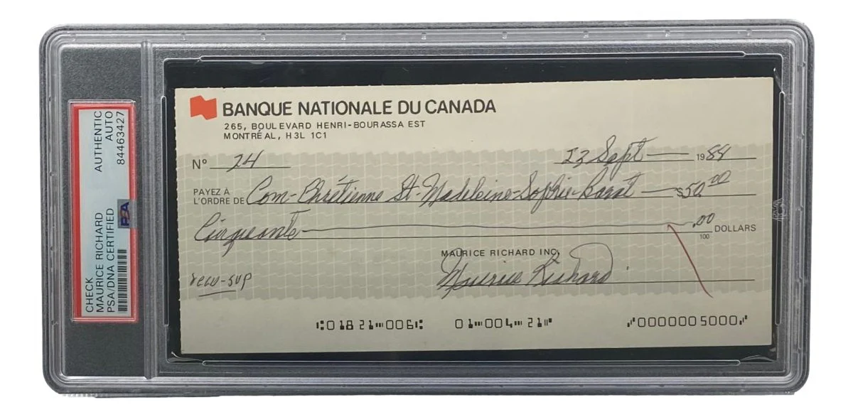 Maurice Richard Signed Montreal Canadiens Bank Check #24 PSA/DNA - Image 3