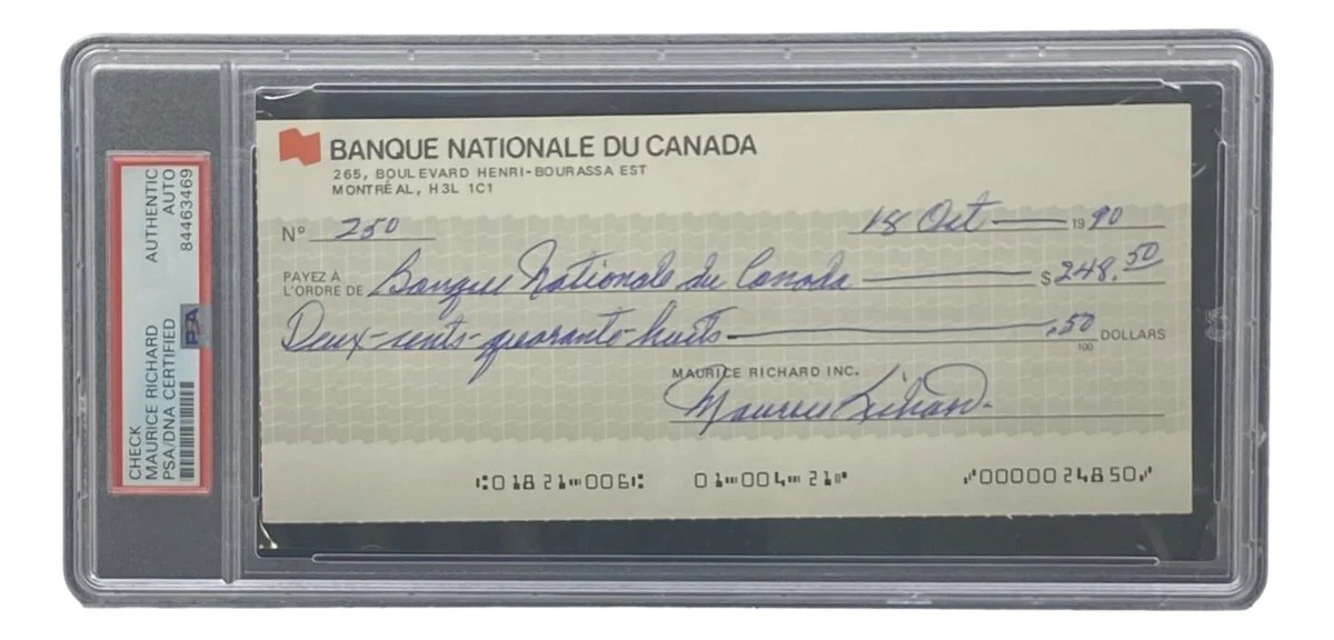 Maurice Richard Signed Montreal Canadiens Bank Check #250 PSA/DNA - Image 3