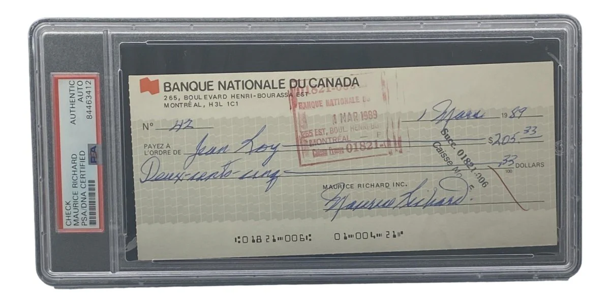 Maurice Richard Signed Montreal Canadiens Bank Check #42 PSA/DNA