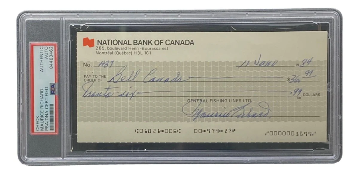 Maurice Richard Signed Montreal Canadiens Bank Check #437 PSA/DNA