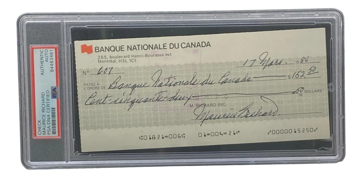 Maurice Richard Signed Montreal Canadiens Bank Check #607 PSA/DNA