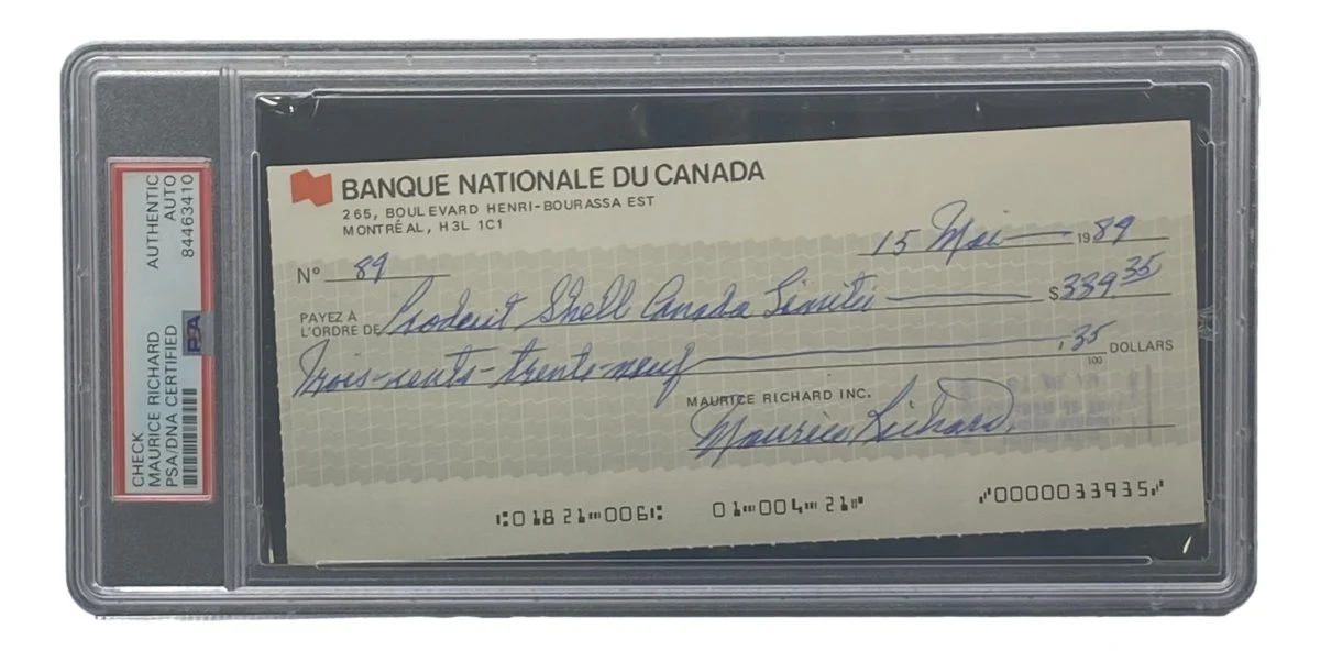 Maurice Richard Signed Montreal Canadiens Bank Check #89 PSA/DNA