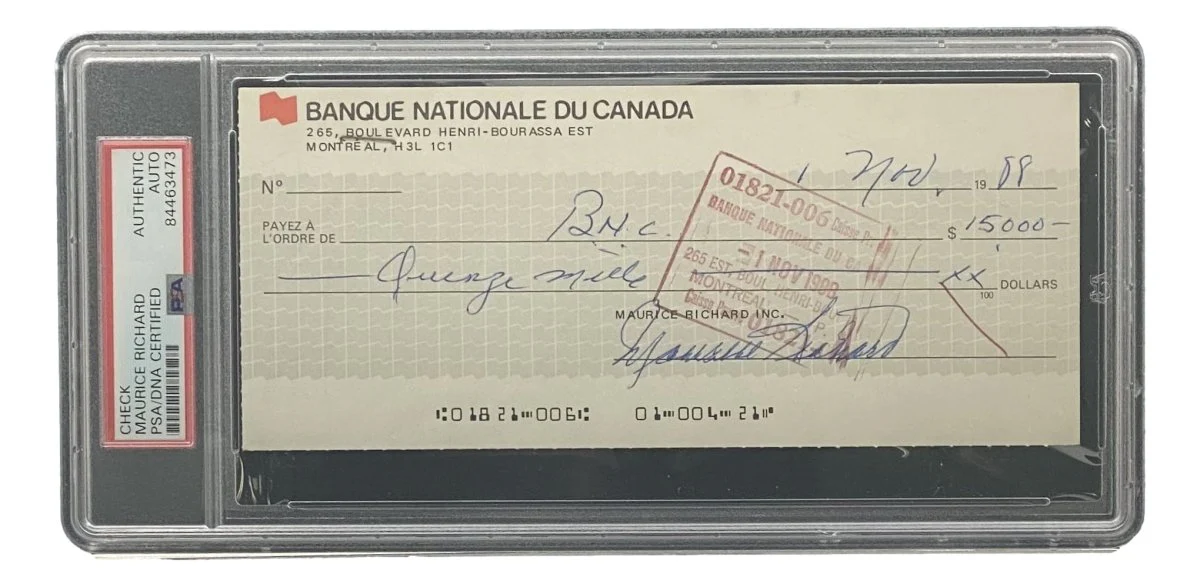 Maurice Richard Signed Montreal Canadiens Bank Check PSA/DNA 84463473 - Image 3