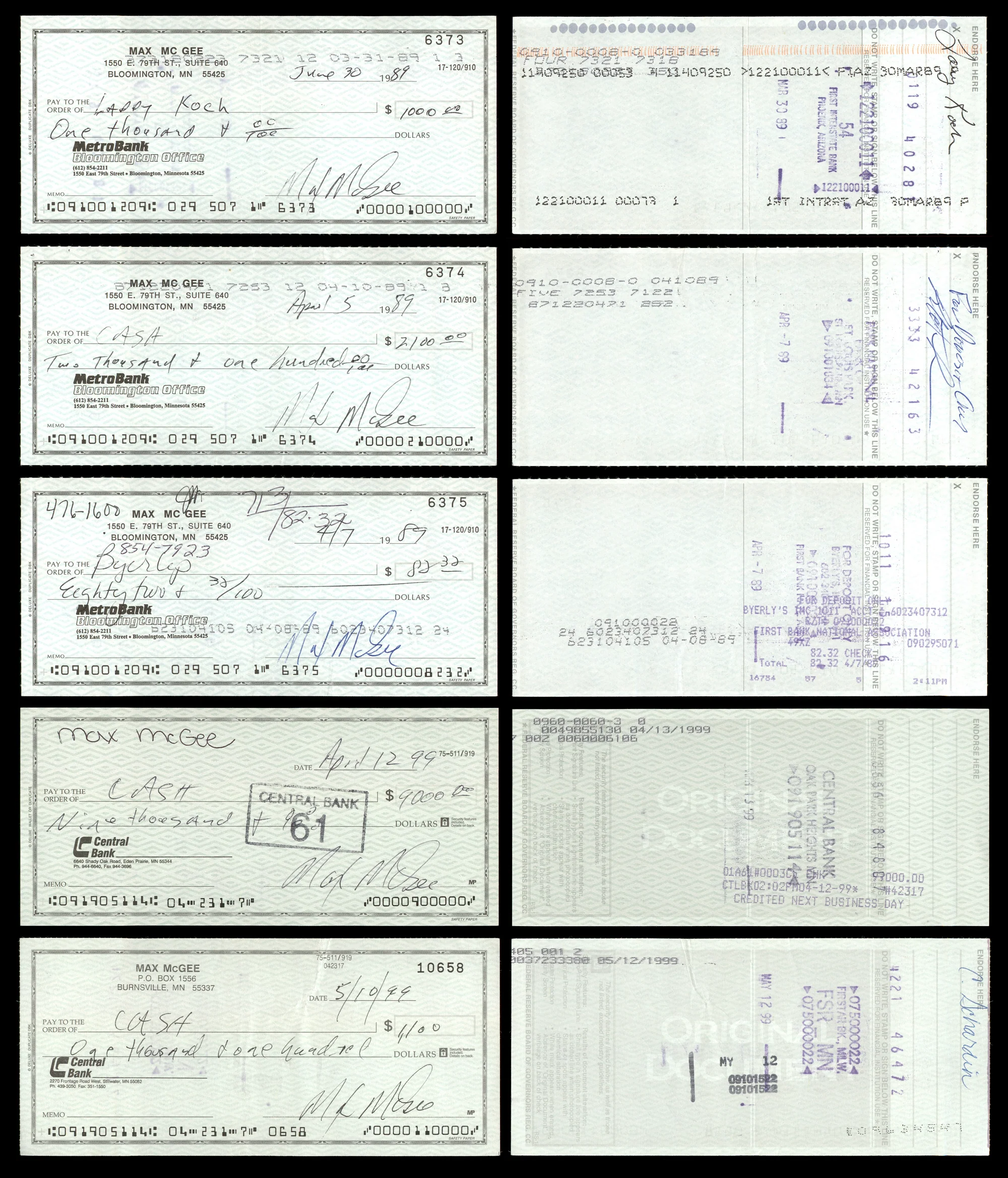 Max McGee Autographed 2.75x6 Check Green Bay Packers Lot of 50 SKU #174046 - Image 3