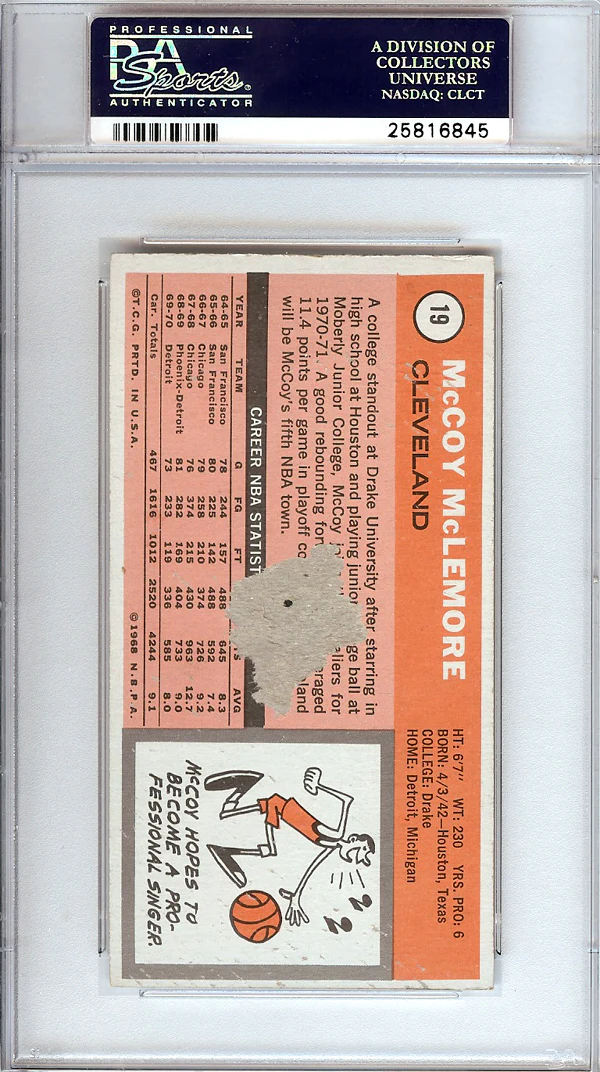 McCoy McLemore Autographed 1970 Topps Card #19 Cleveland Cavaliers PSA/DNA #25816845 - Image 2
