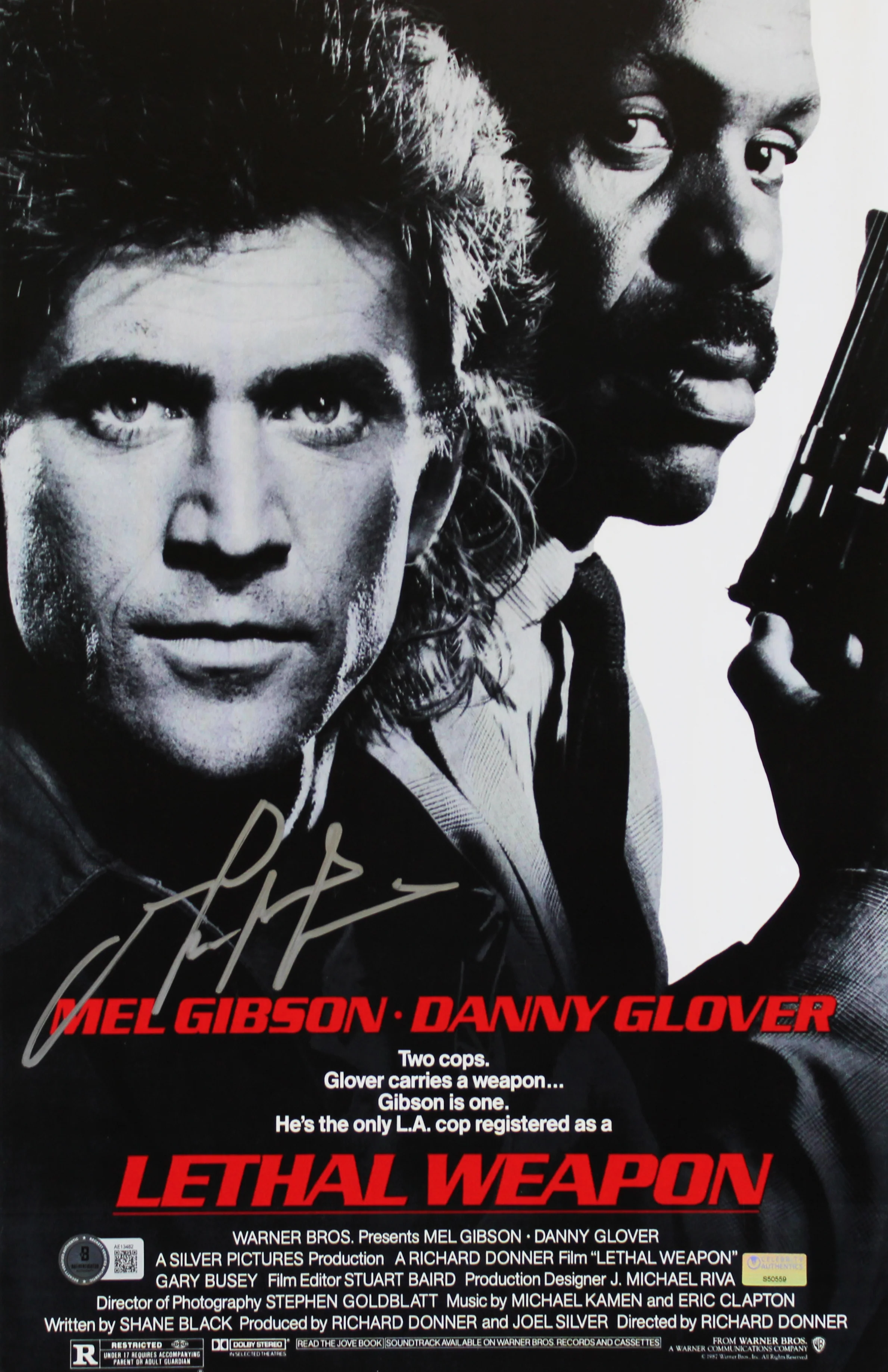 Mel Gibson Lethal Weapon Authentic Signed 11x17 Mini Movie Poster Photo BAS - Image 2