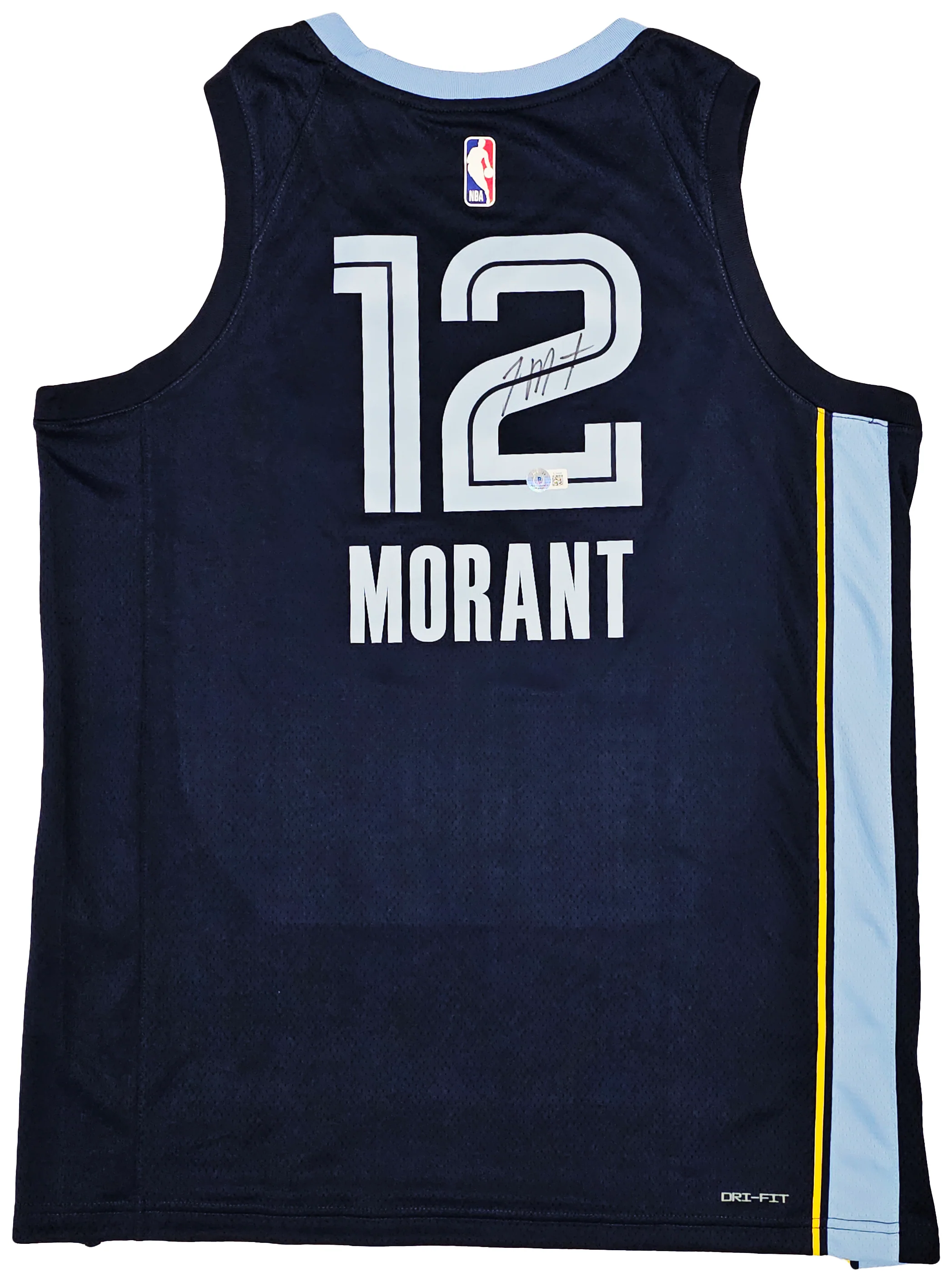 Memphis Grizzlies Ja Morant Autographed Dark Blue Nike Icon Edition Swingman Jersey Size 48 Beckett BAS QR Stock #218580 - Image 2